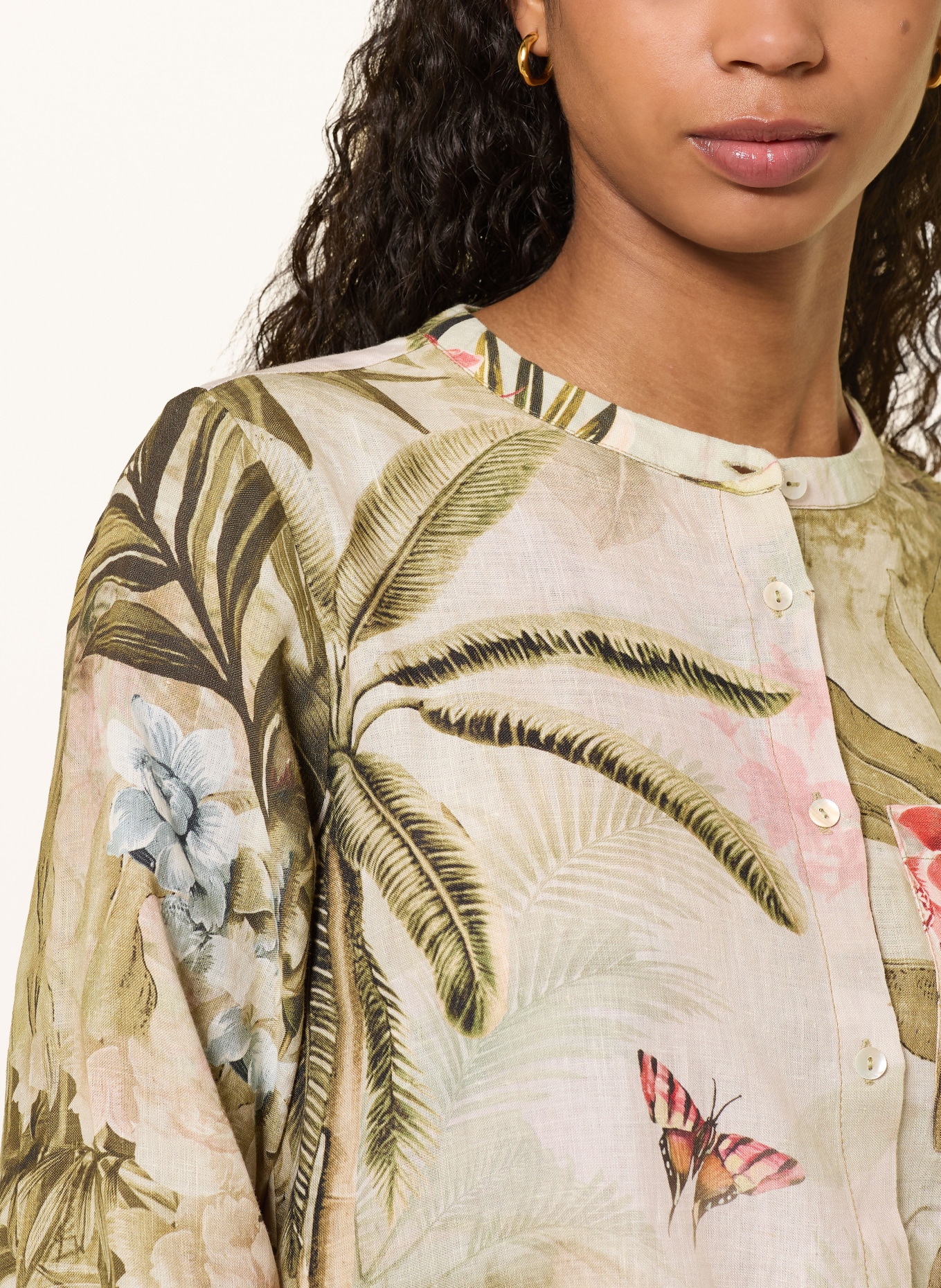 Princess GOES HOLLYWOOD Lněné šaty s 3/4 rukávy: OLIVOVÁ / REŽNÁ / SVĚTLE ČERVENÁ