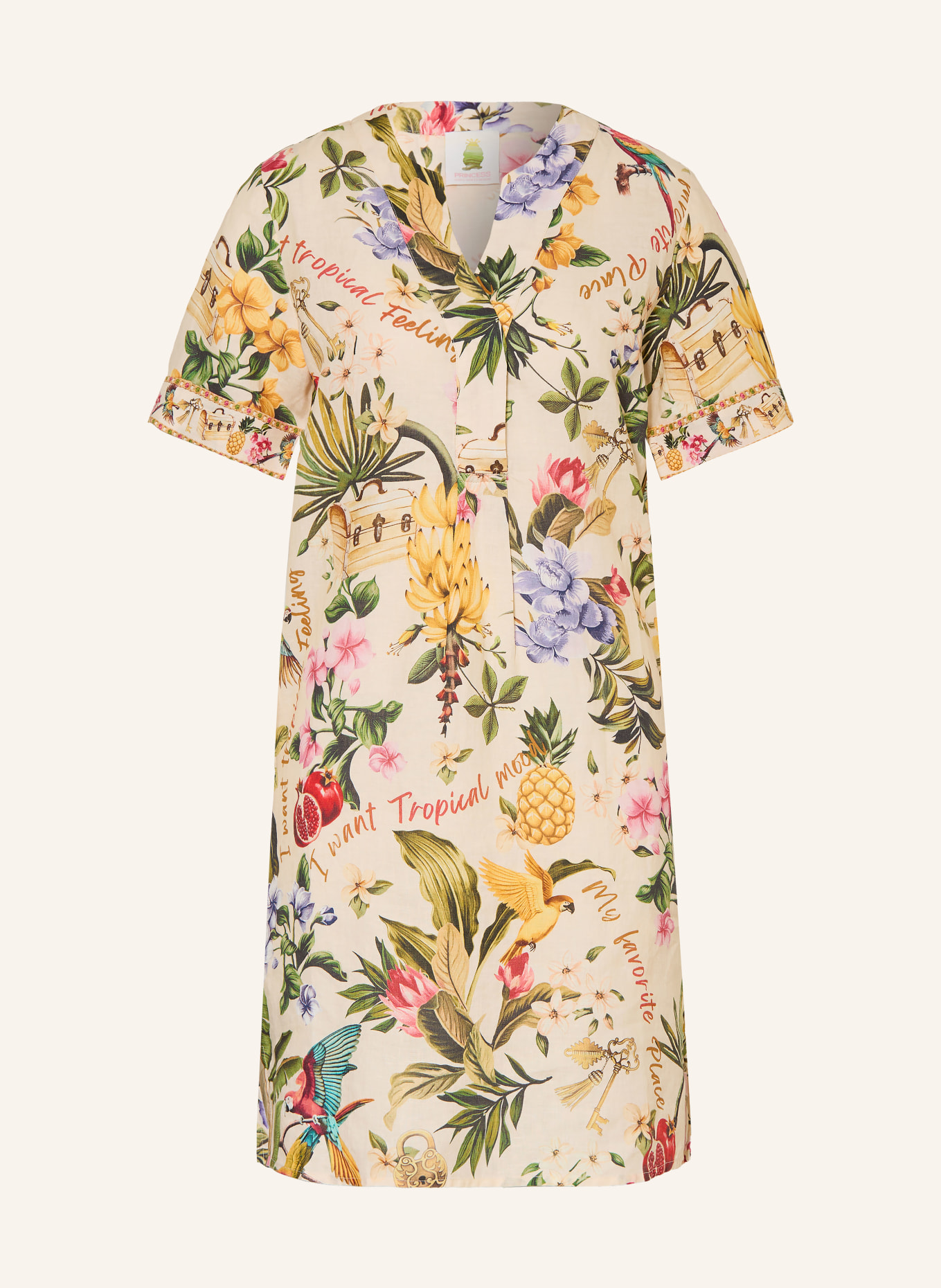 Princess GOES HOLLYWOOD robe en lin: BEIGE / JAUNE FONCÉ / VERT