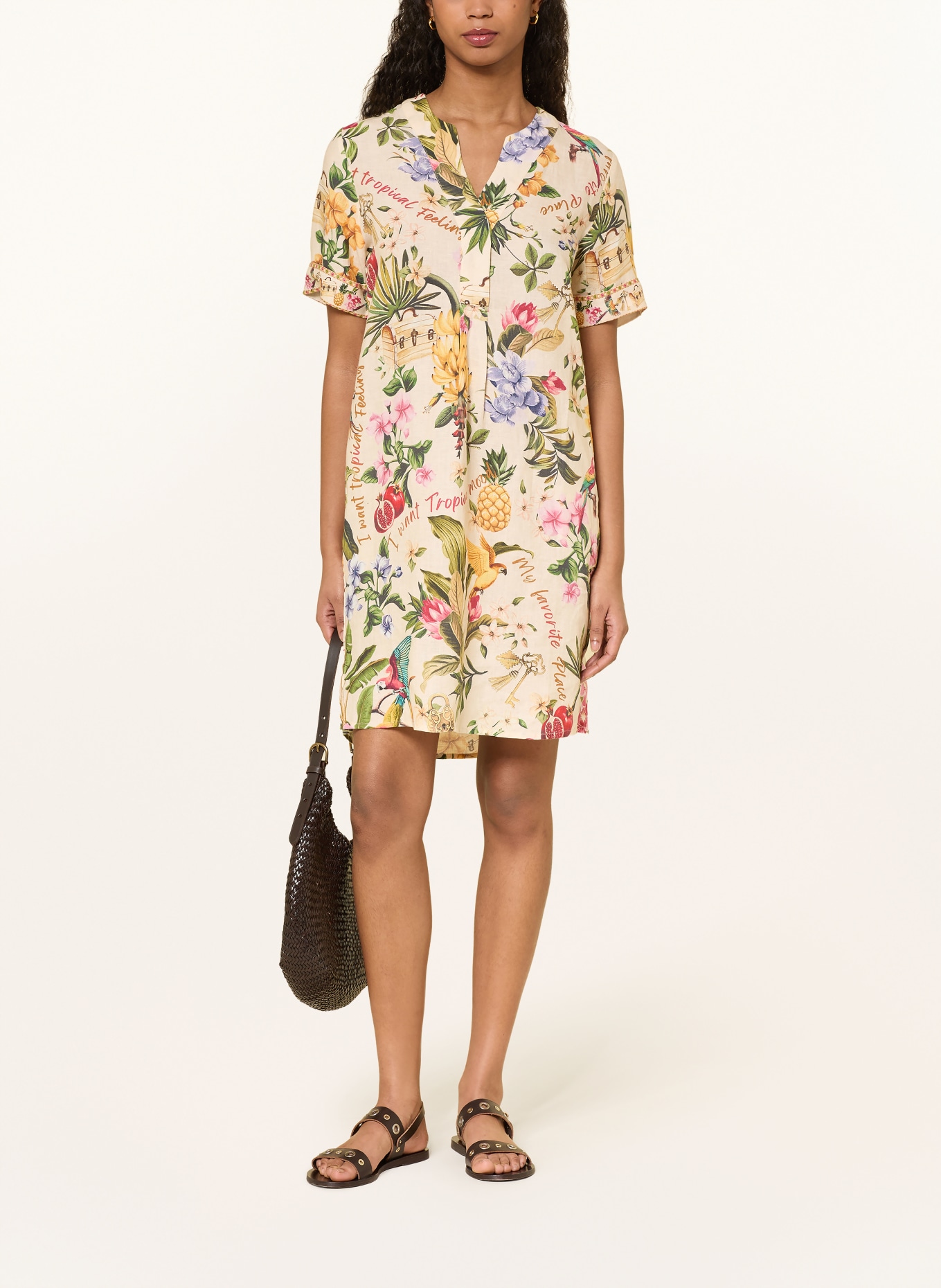 Princess GOES HOLLYWOOD robe en lin: BEIGE / JAUNE FONCÉ / VERT