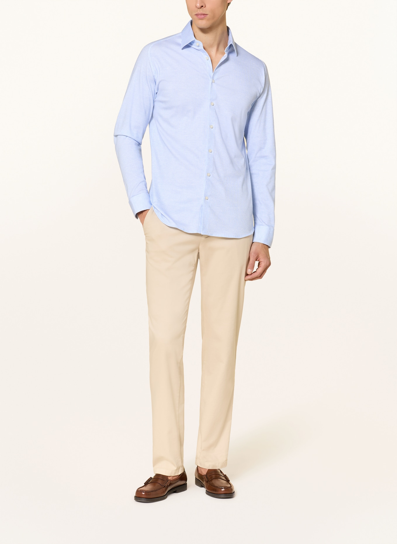 DESOTO Jerseyhemd Slim Fit: HELLBLAU / WEISS