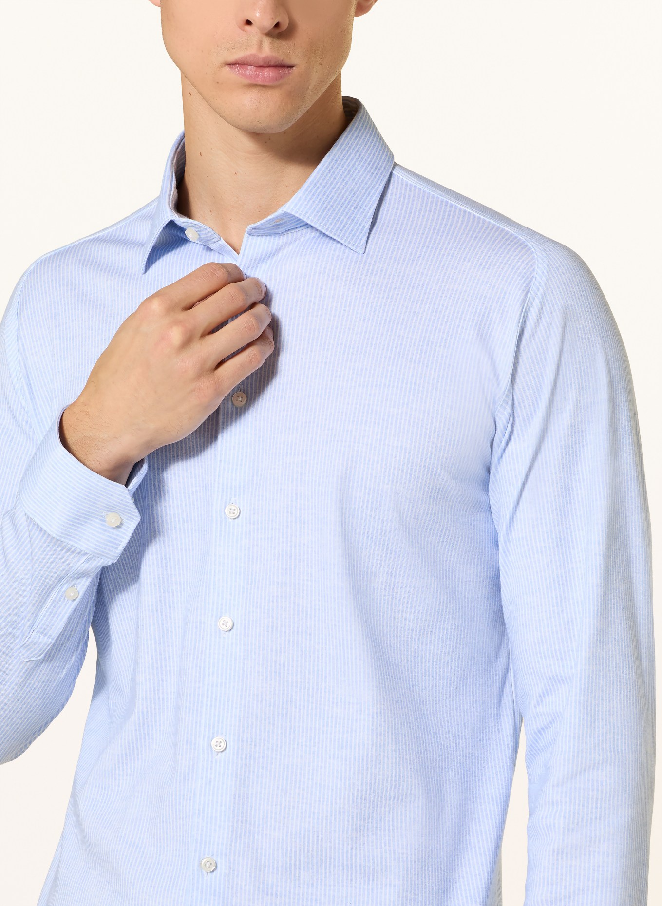 DESOTO Jerseyhemd Slim Fit: HELLBLAU / WEISS