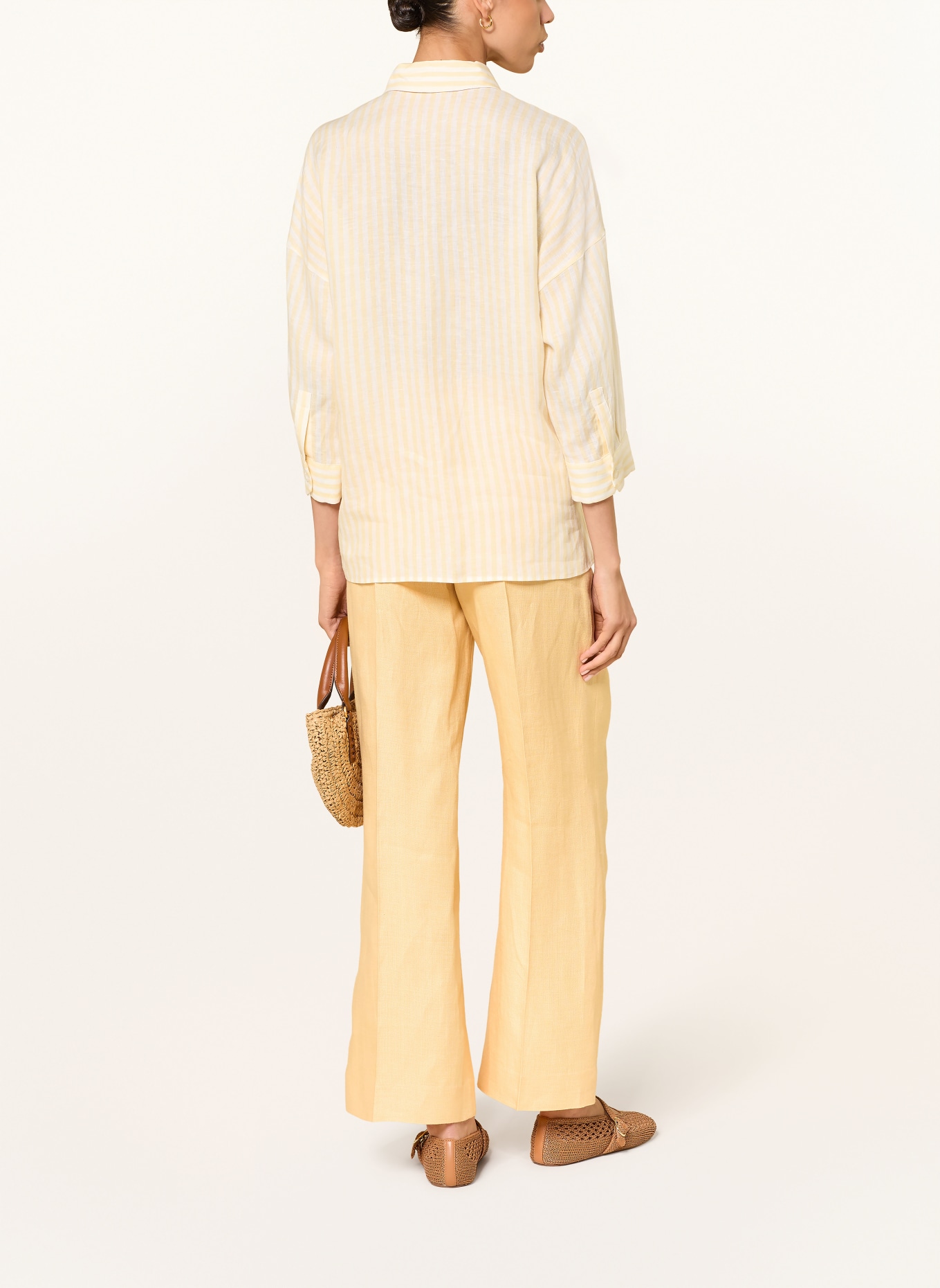 WEEKEND Max Mara Hemdbluse PANETTO aus Leinen mit 3/4-Arm: HELLGELB / CREME