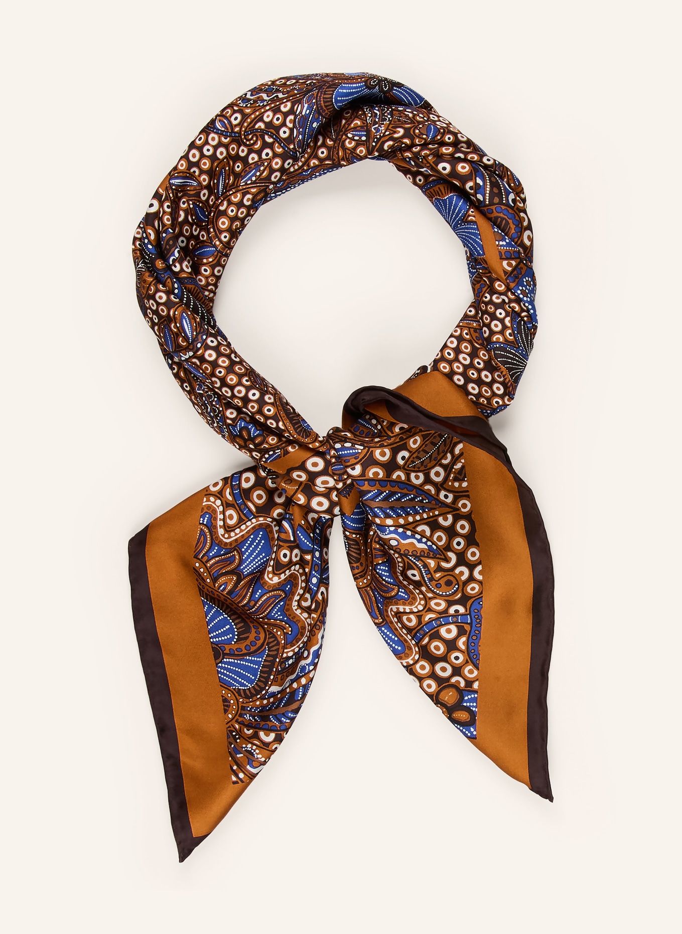 WEEKEND Max Mara Silk scarf ONESTO: BROWN / DARK BROWN / BLUE