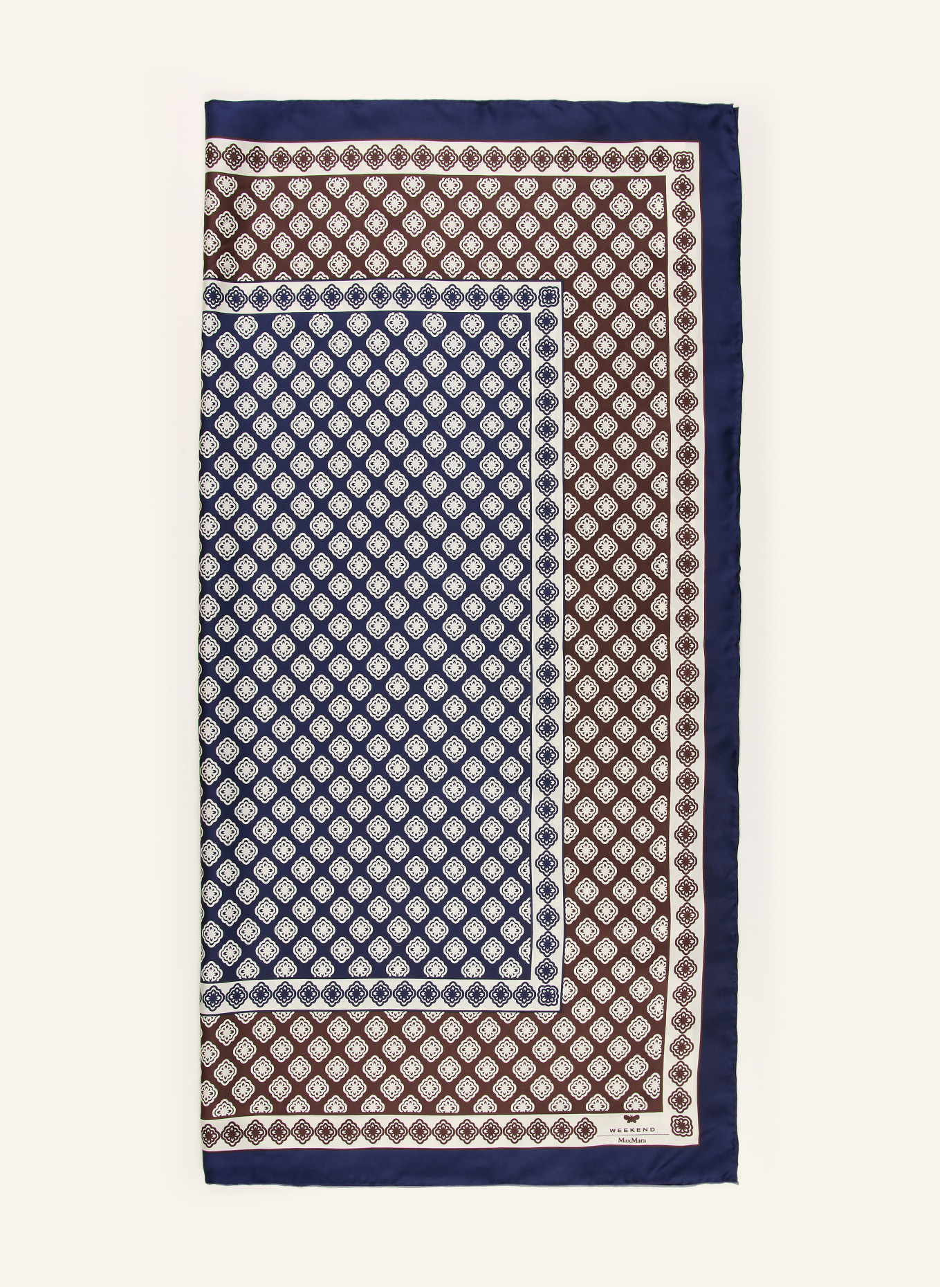 WEEKEND Max Mara Silk scarf ONESTO: DARK BLUE / DARK BROWN / CREAM