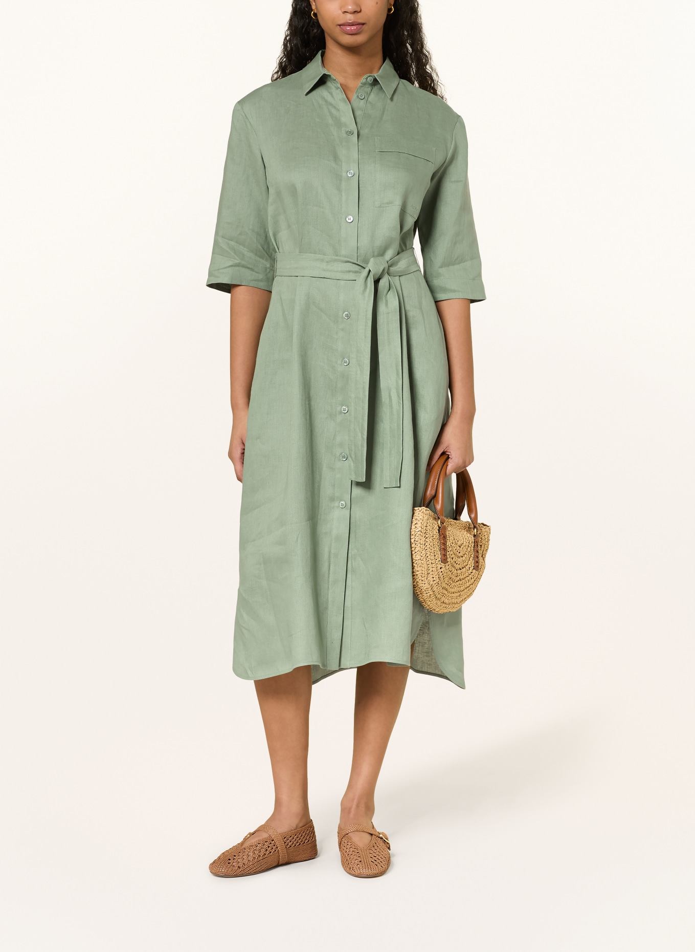 MM by Max Mara Lněné šaty TABELLA: OLIVOVÁ