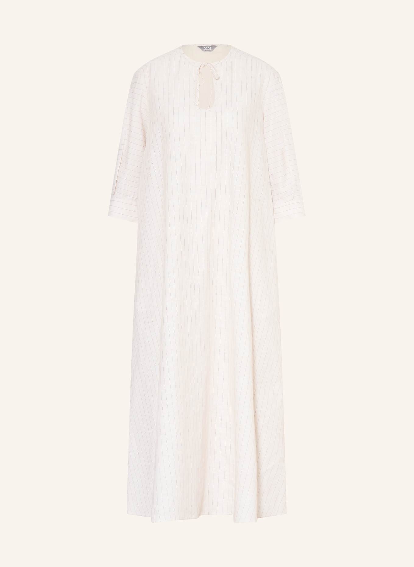 MM by Max Mara MEMO dress with linen and 3/4 sleeves: ECRU / BROWN
