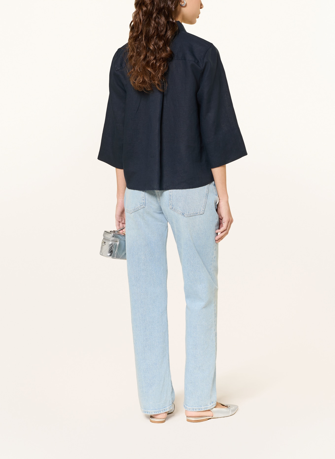 lilienfels Lněná košile s 3/4 rukávy: TMAVĚ MODRÁ