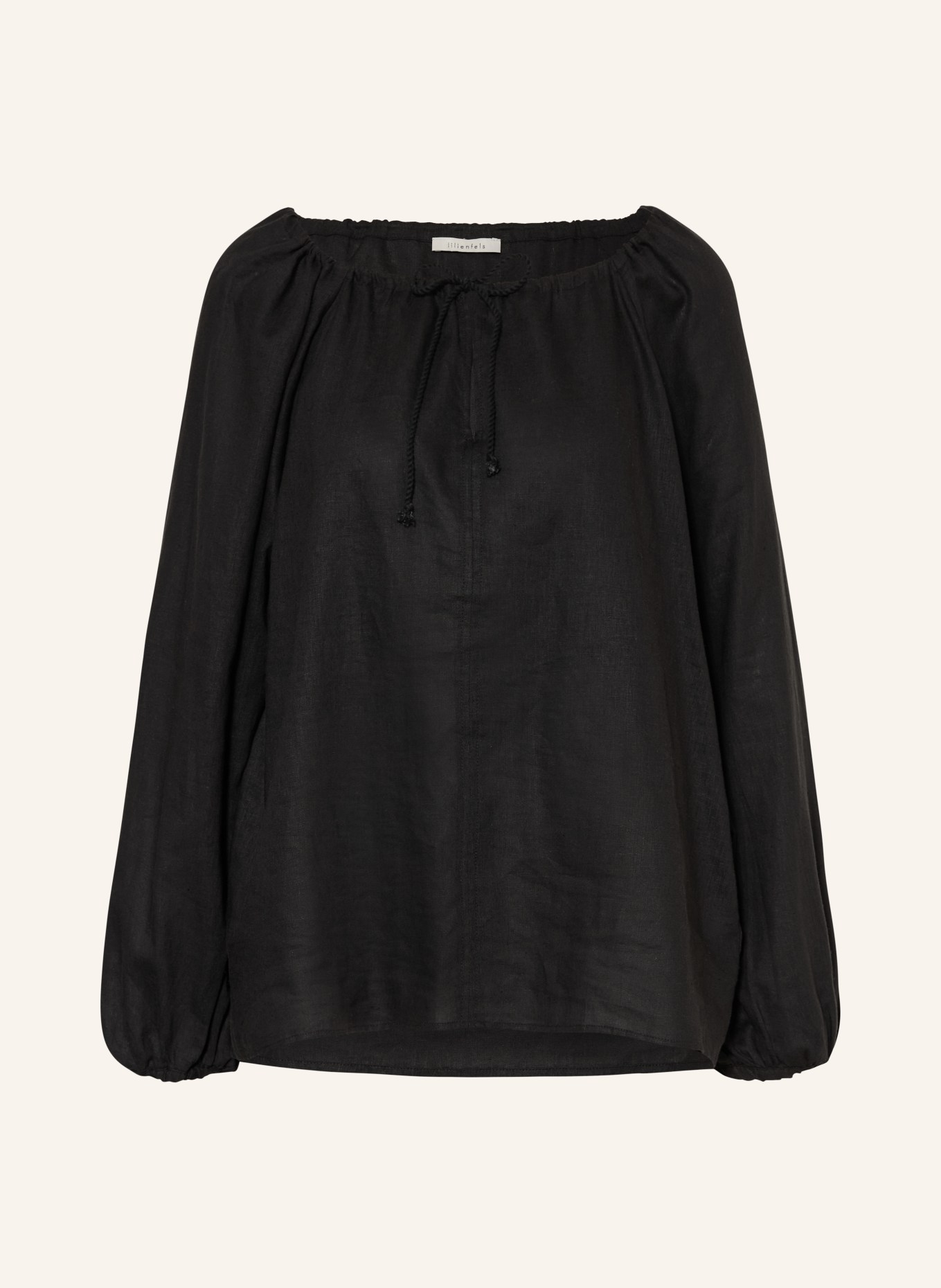 lilienfels Blouse shirt with linen: BLACK