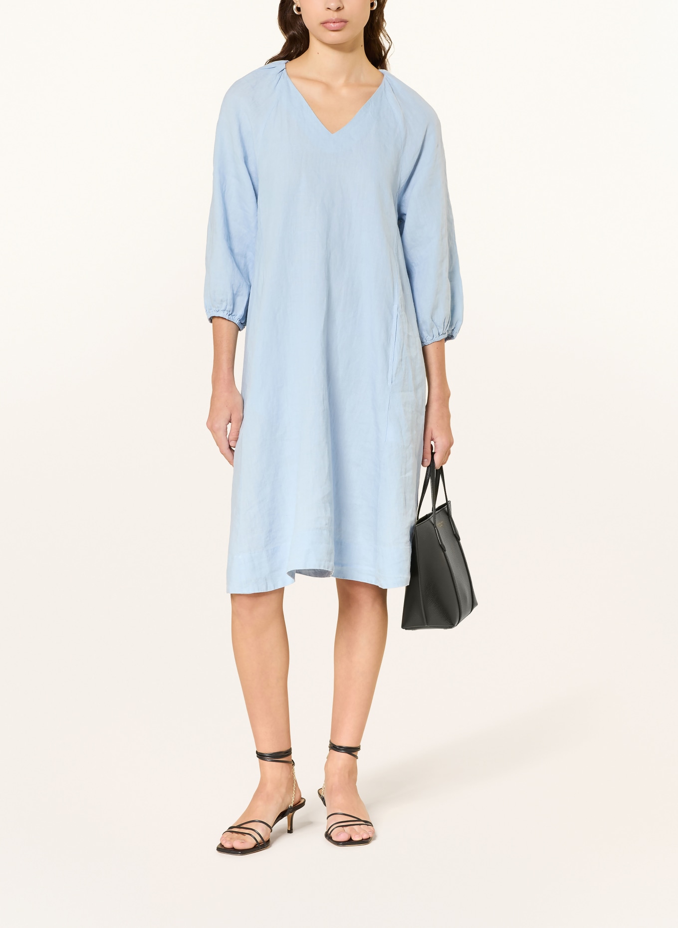 lilienfels Leinenkleid mit 3/4-Arm: HELLBLAU