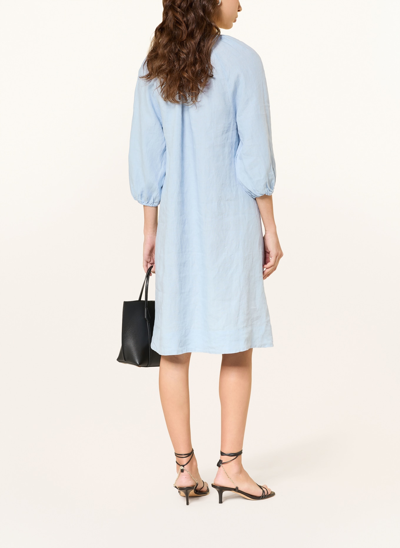 lilienfels Leinenkleid mit 3/4-Arm: HELLBLAU