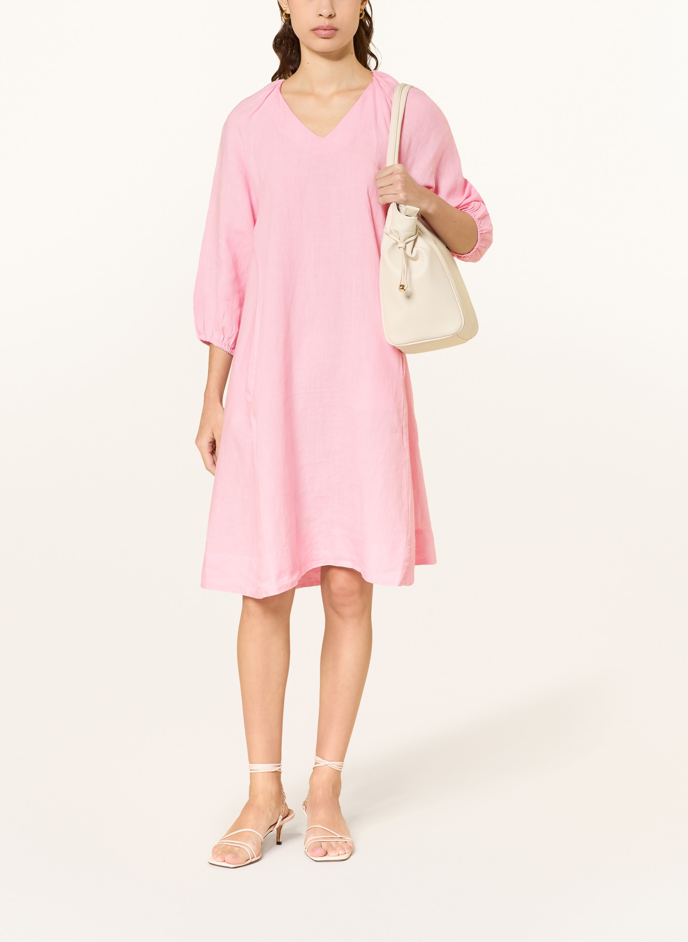 lilienfels Linen dress with 3/4 sleeves: PINK