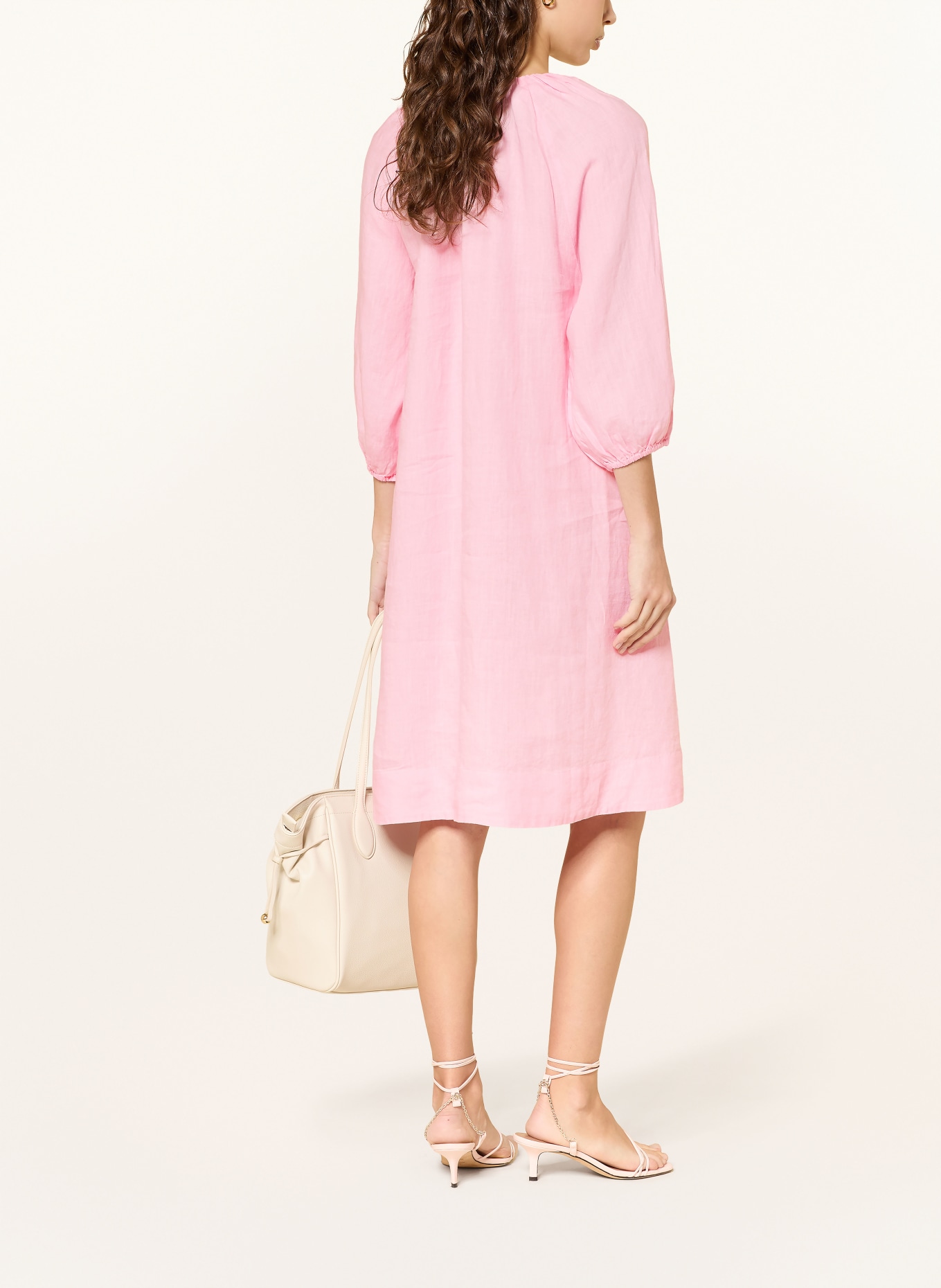 lilienfels Linen dress with 3/4 sleeves: PINK
