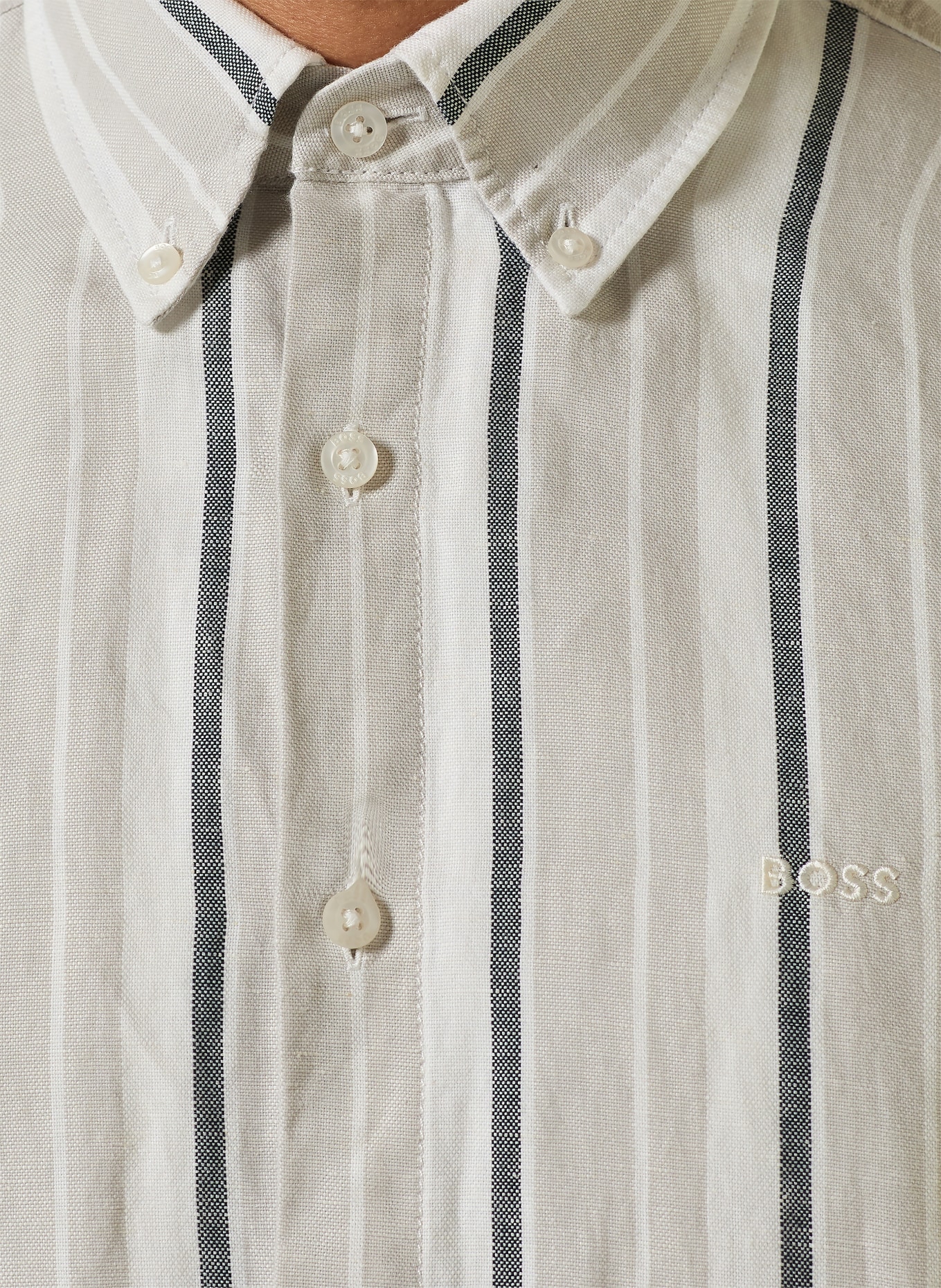 BOSS Košile RICOPLUS Regular Fit: BÍLÁ / TMAVĚ ŠEDÁ / ŠEDÁ