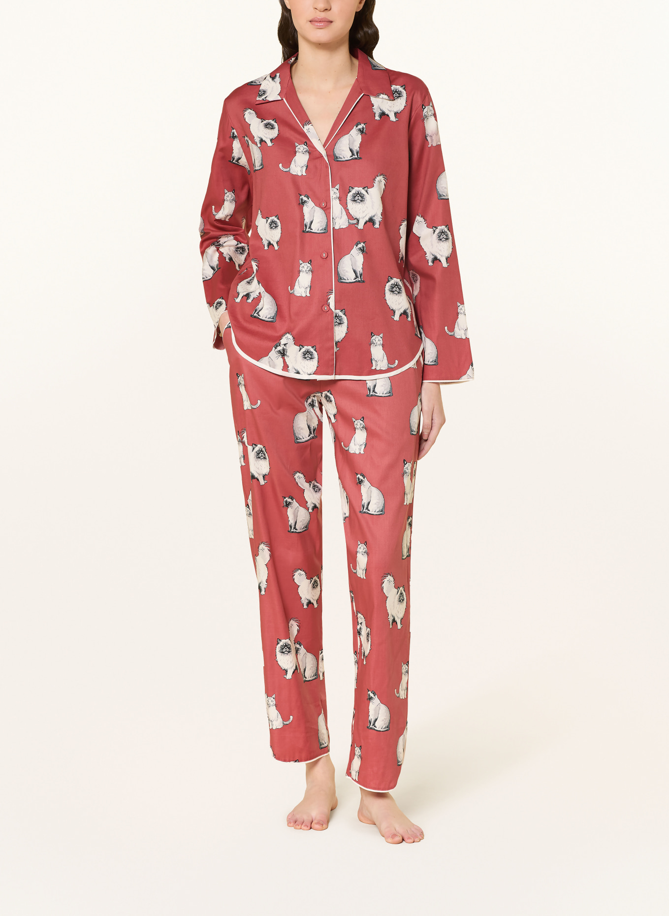 cyberjammies Spací košile JOSIE: ČERVENÁ / SVĚTLE ŠEDÁ / BÍLÁ