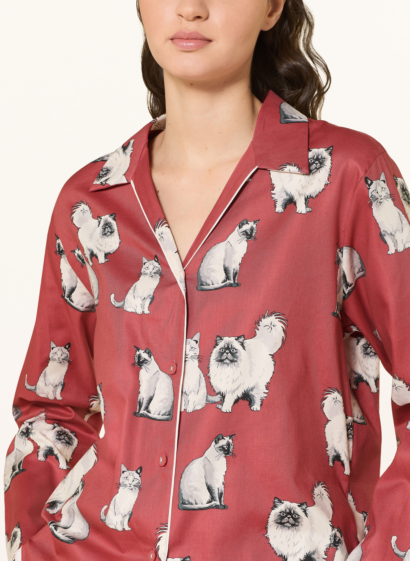 cyberjammies Spací košile JOSIE: ČERVENÁ / SVĚTLE ŠEDÁ / BÍLÁ