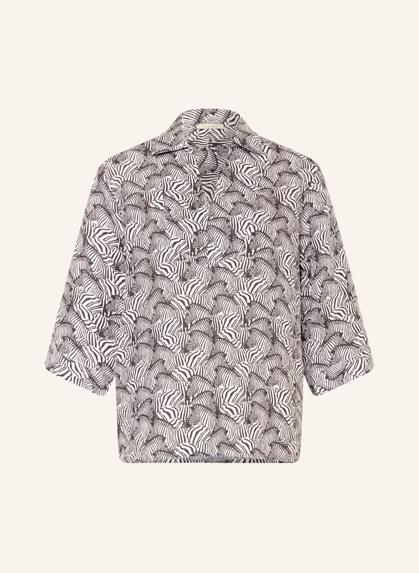 lilienfels Linnen blouse met 3/4-mouwen: ZWART / WIT