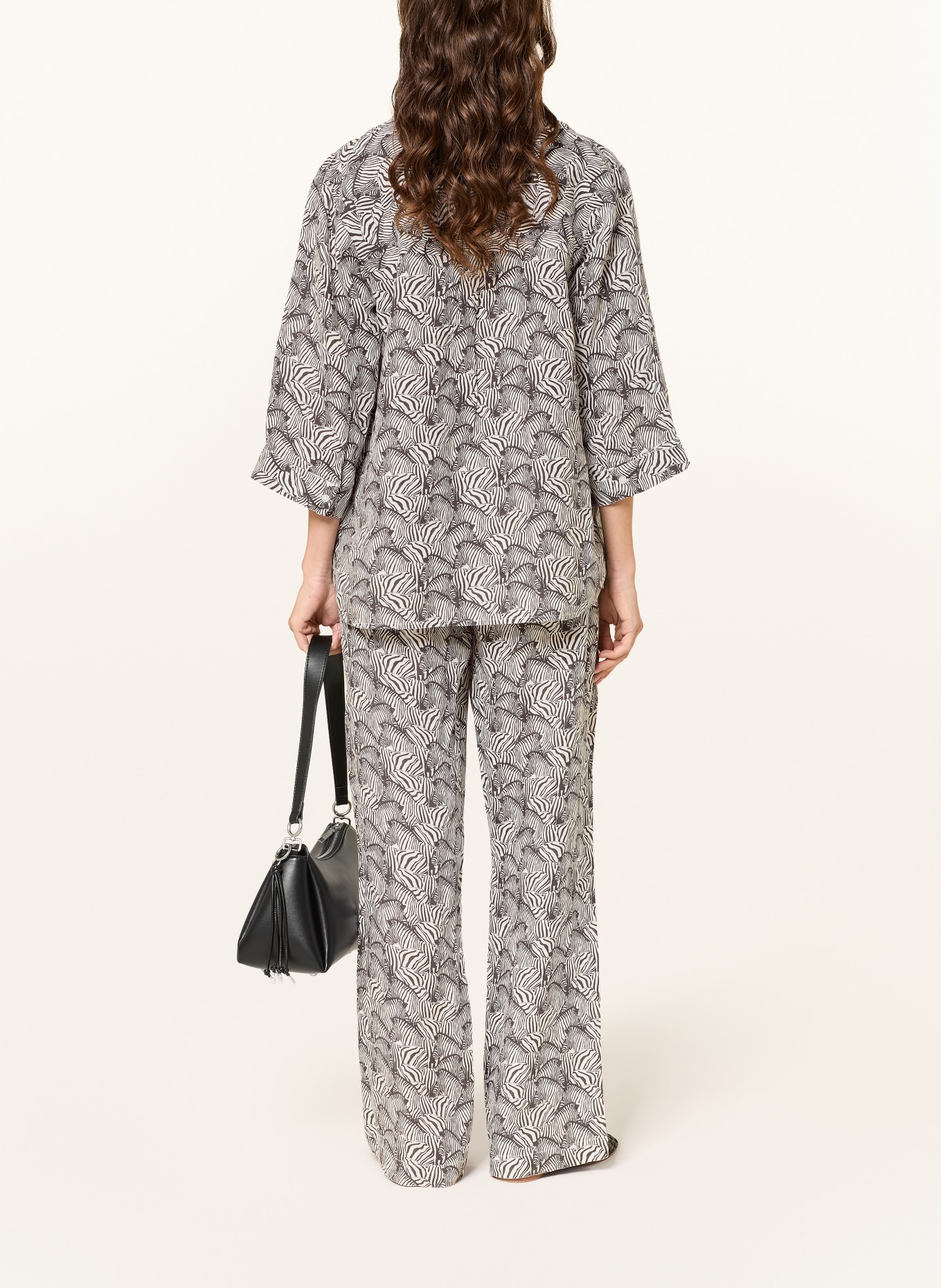 lilienfels Linnen blouse met 3/4-mouwen: ZWART / WIT