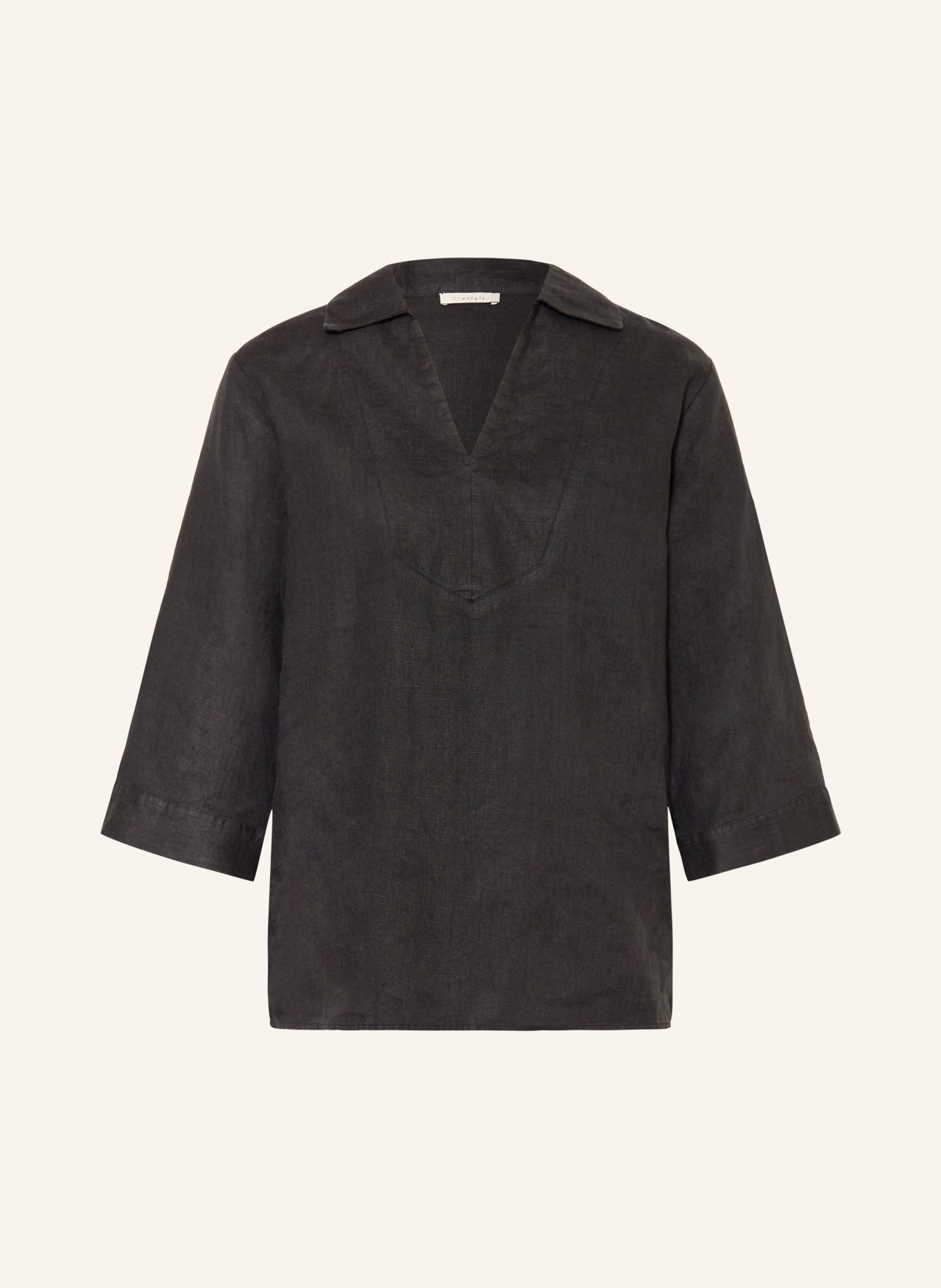 lilienfels Blusenshirt aus Leinen mit 3/4-Arm: SCHWARZ