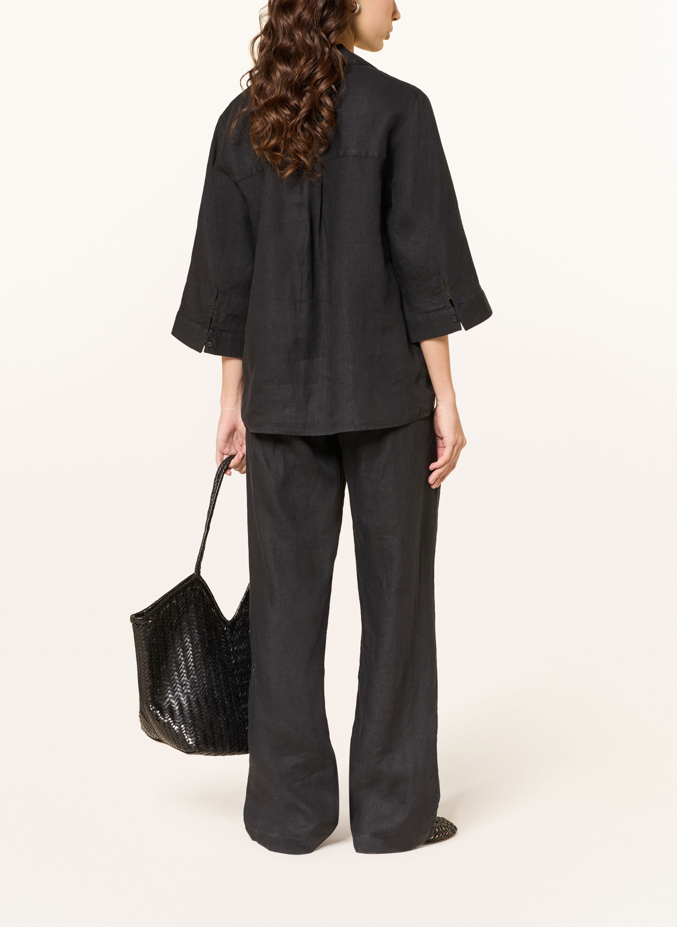 lilienfels Blusenshirt aus Leinen mit 3/4-Arm: SCHWARZ