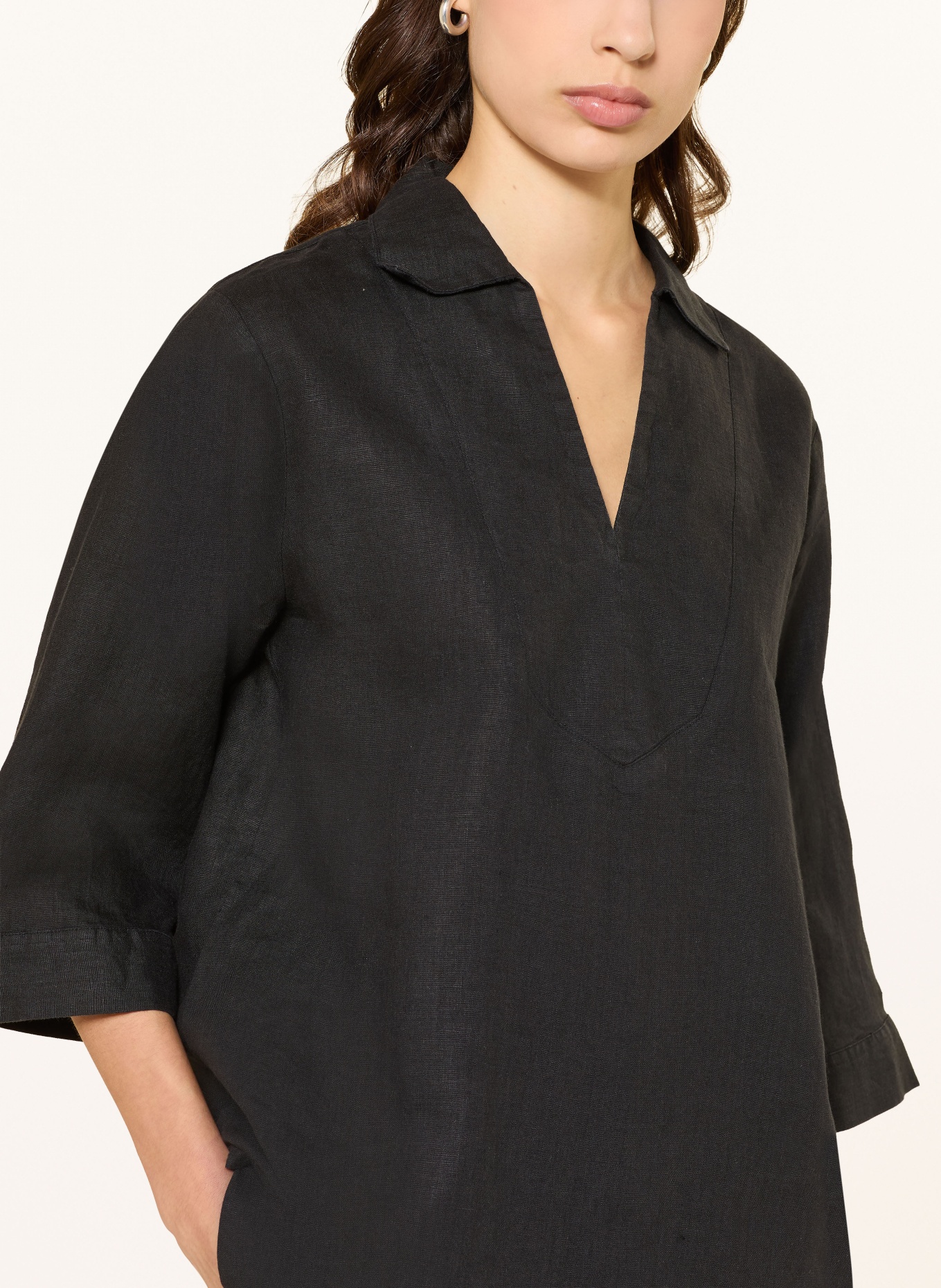 lilienfels Blusenshirt aus Leinen mit 3/4-Arm: SCHWARZ