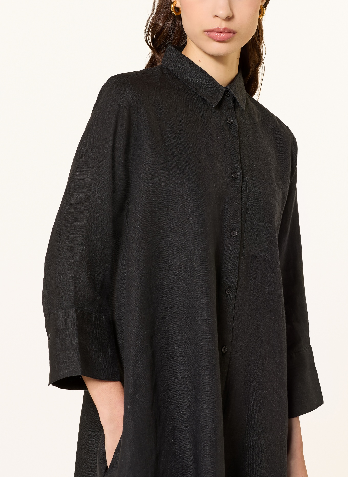 lilienfels Hemdblusenkleid LIANO aus Leinen: SCHWARZ