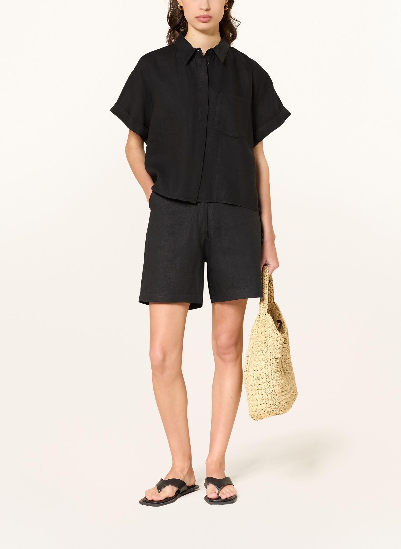 lilienfels Hemdbluse AURELIO aus Leinen: SCHWARZ