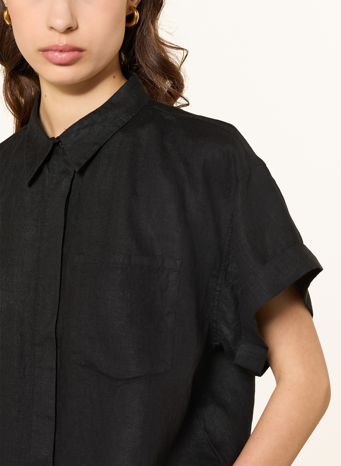 lilienfels Hemdbluse AURELIO aus Leinen: SCHWARZ