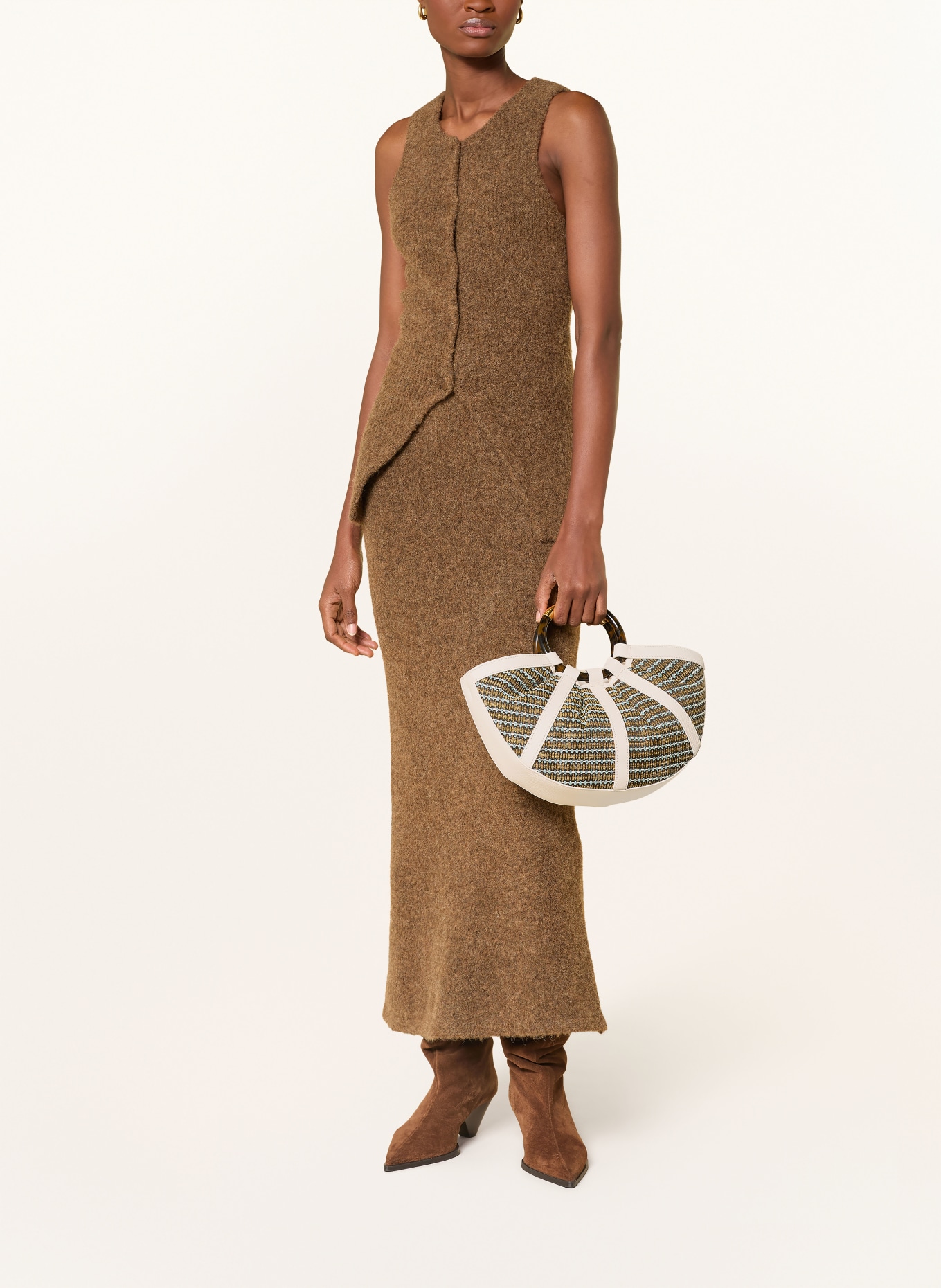 COCCINELLE Sac à main avec pochette: ÉCRU / OR / MARRON