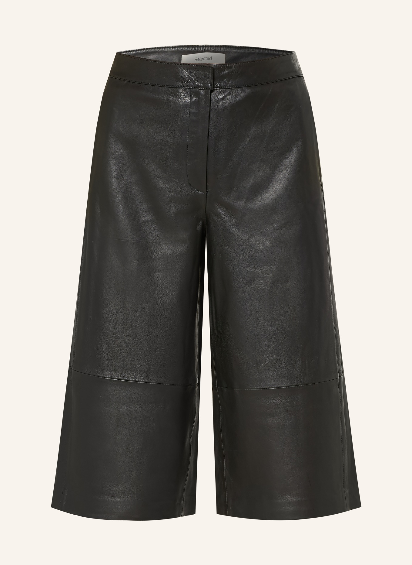 SELECTED Femme Leder-Bermudas: SCHWARZ