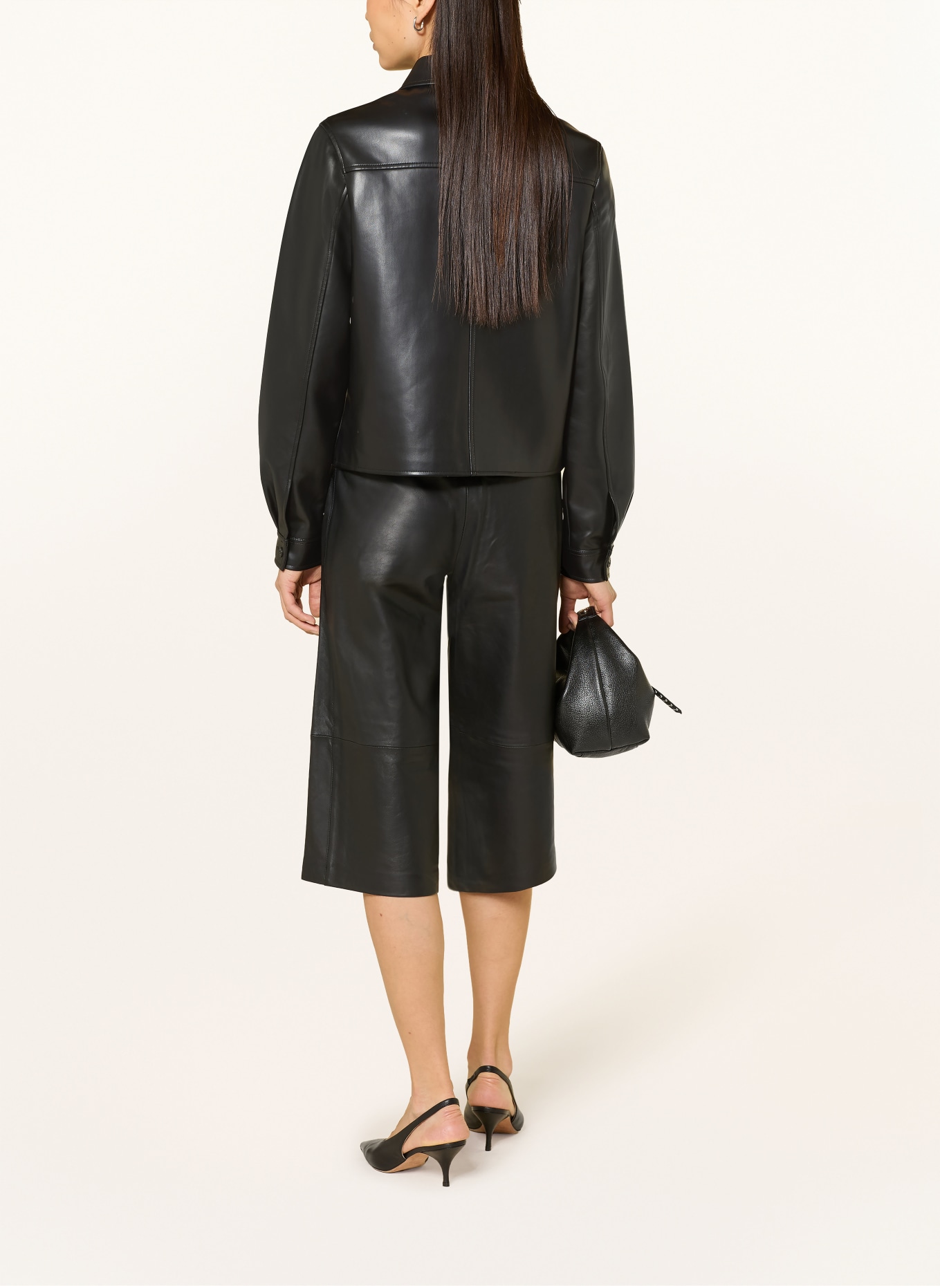 SELECTED Femme Leder-Bermudas: SCHWARZ