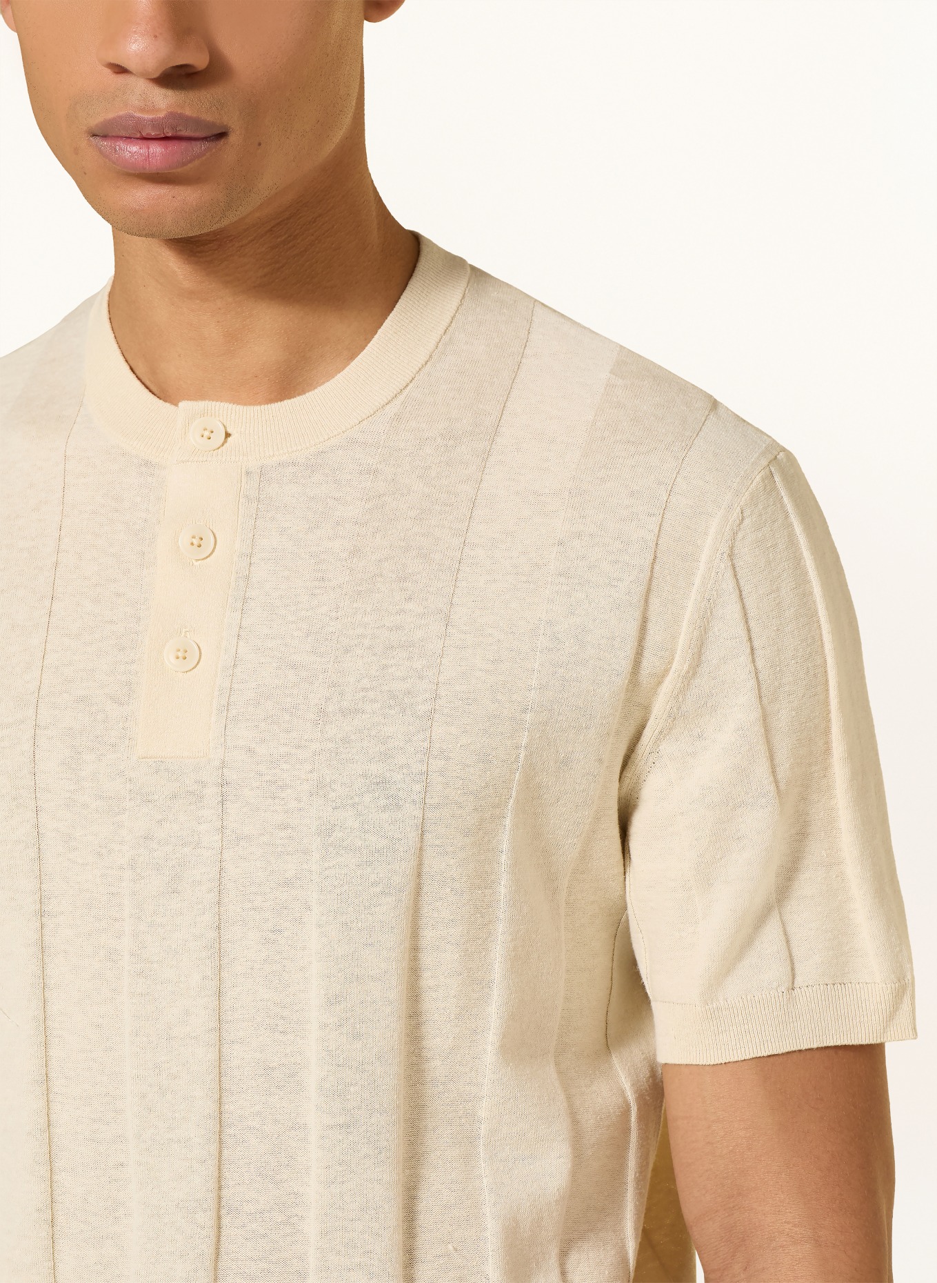 DRYKORN FREEKO knit shirt with linen: LIGHT BROWN