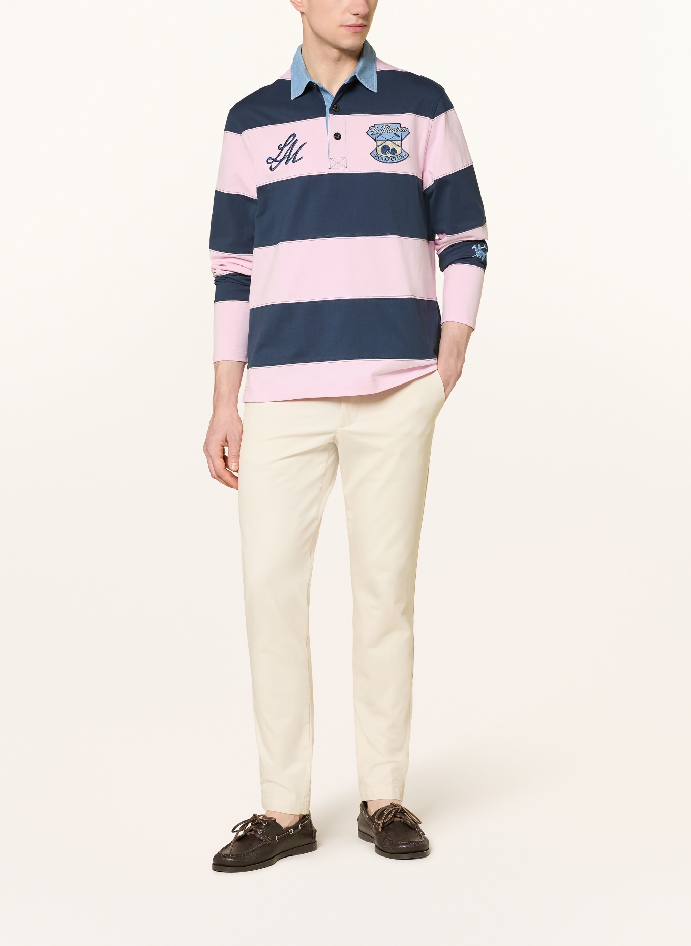 LA MARTINA rugbyové tričko: TMAVĚ MODRÁ / RŮŽOVÁ / TMAVĚ MODRÁ