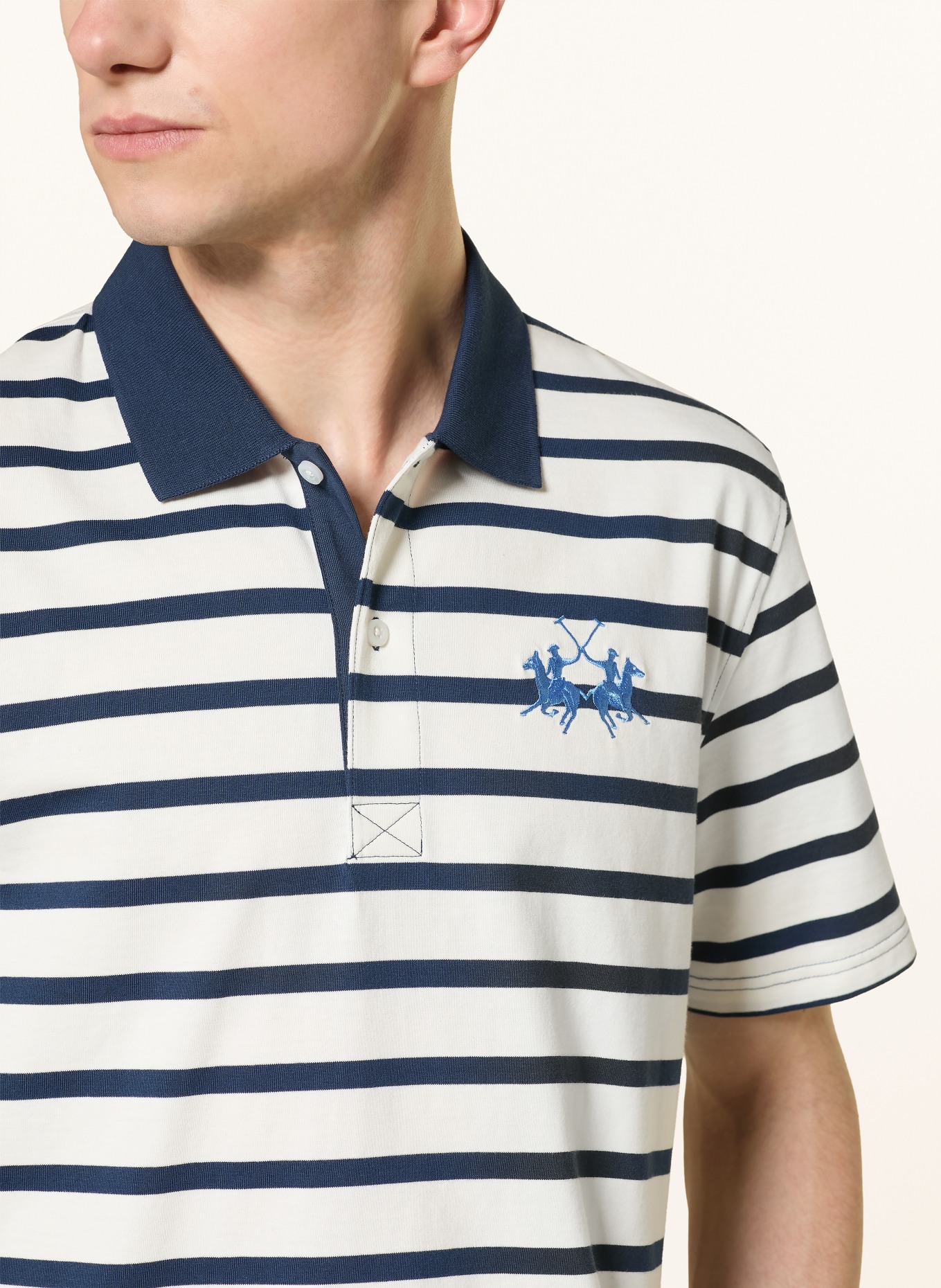 LA MARTINA Koszulka polo z dżerseju: BIAŁY / GRANATOWY