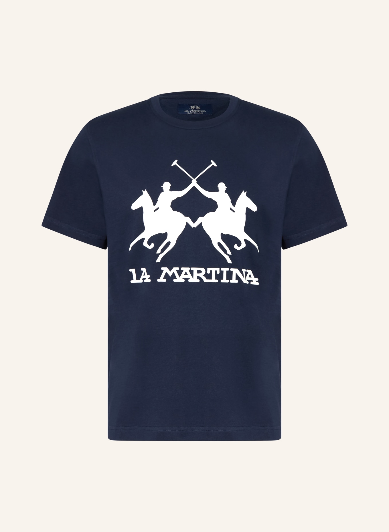 LA MARTINA T-Shirt: DUNKELBLAU / WEISS