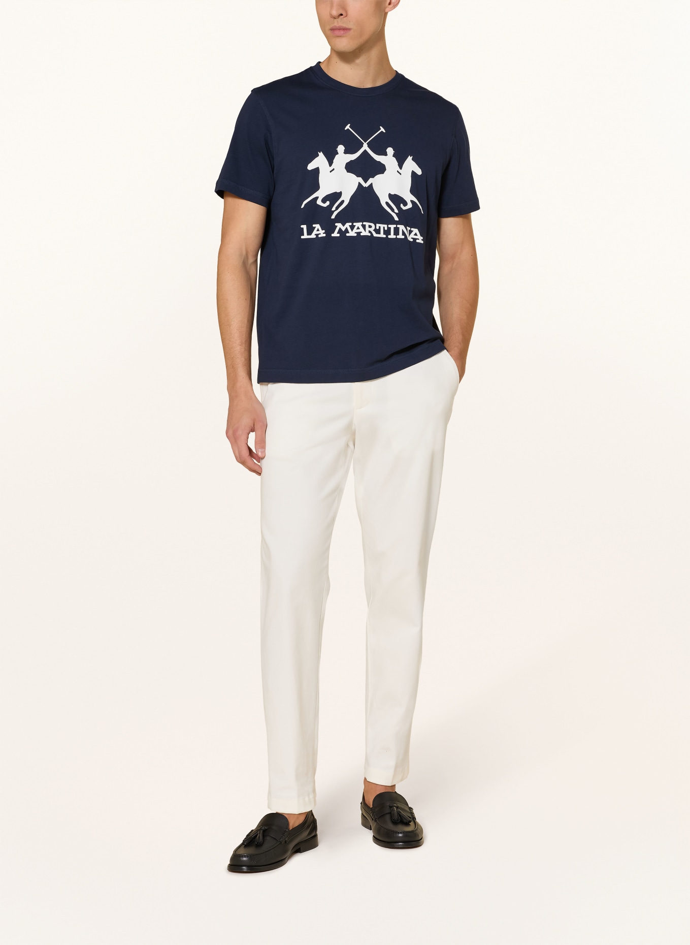 LA MARTINA T-Shirt: DUNKELBLAU / WEISS