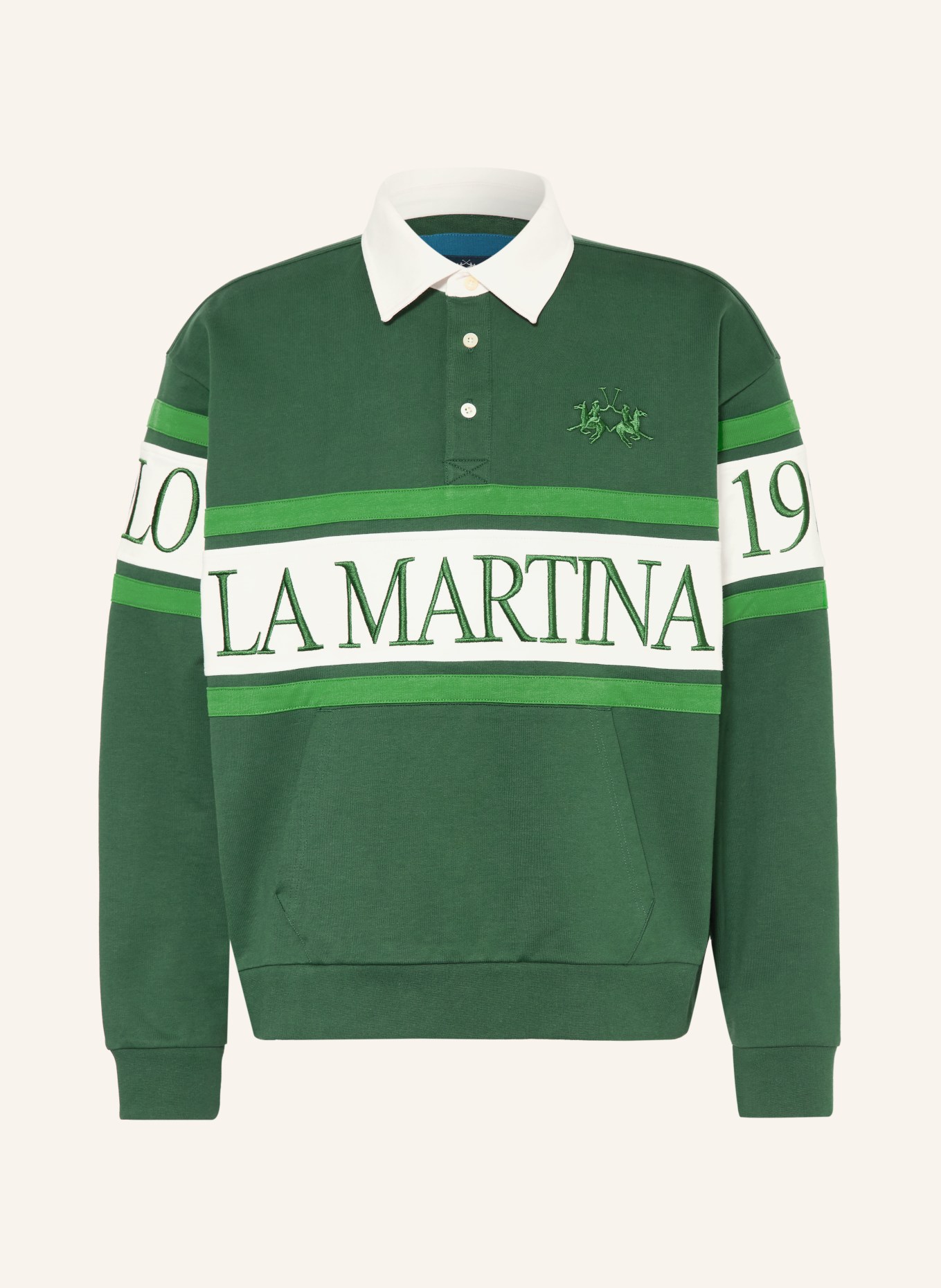 LA MARTINA rugbyové tričko: ZELENÁ / BÍLÁ