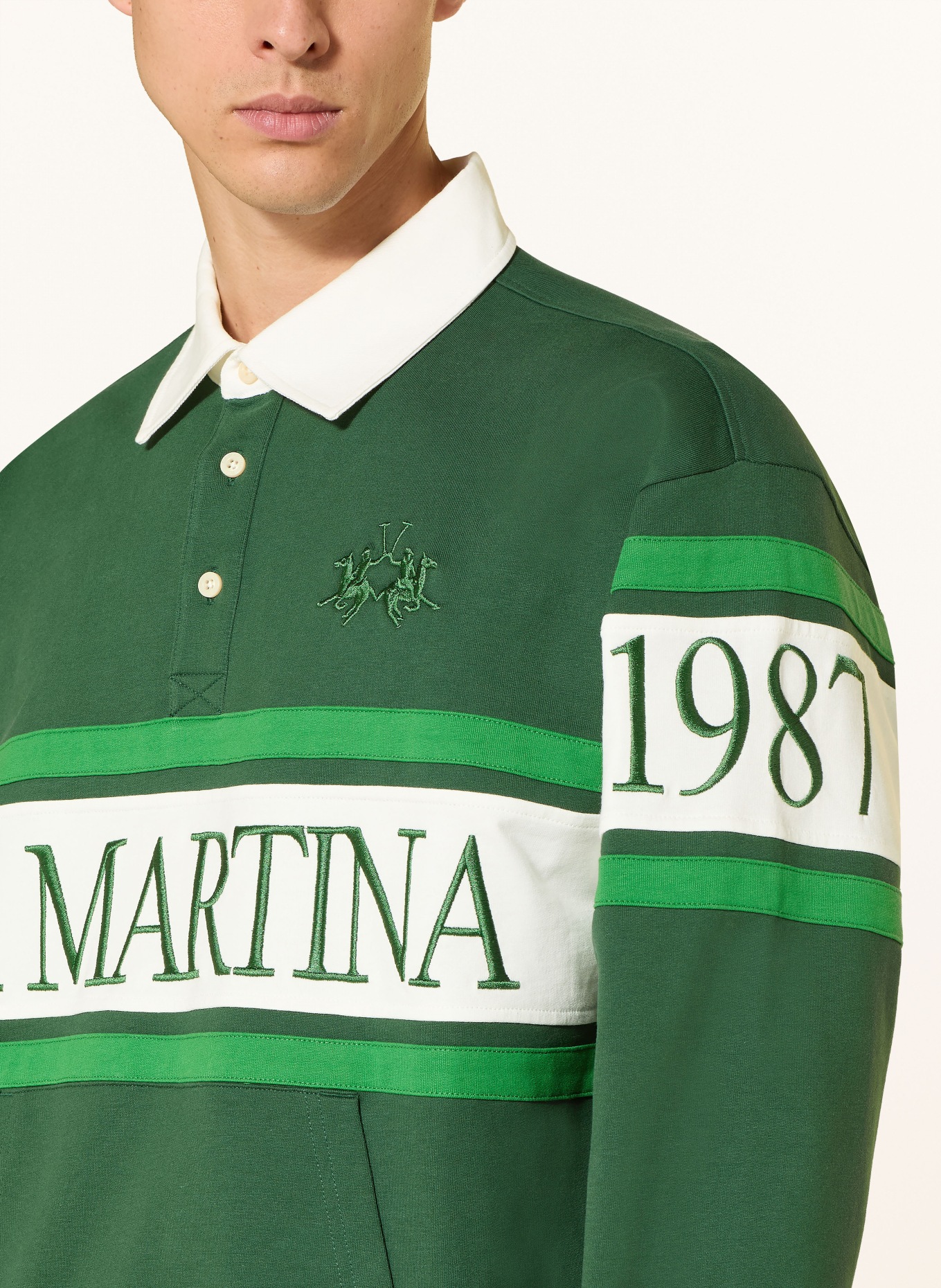 LA MARTINA rugbyové tričko: ZELENÁ / BÍLÁ