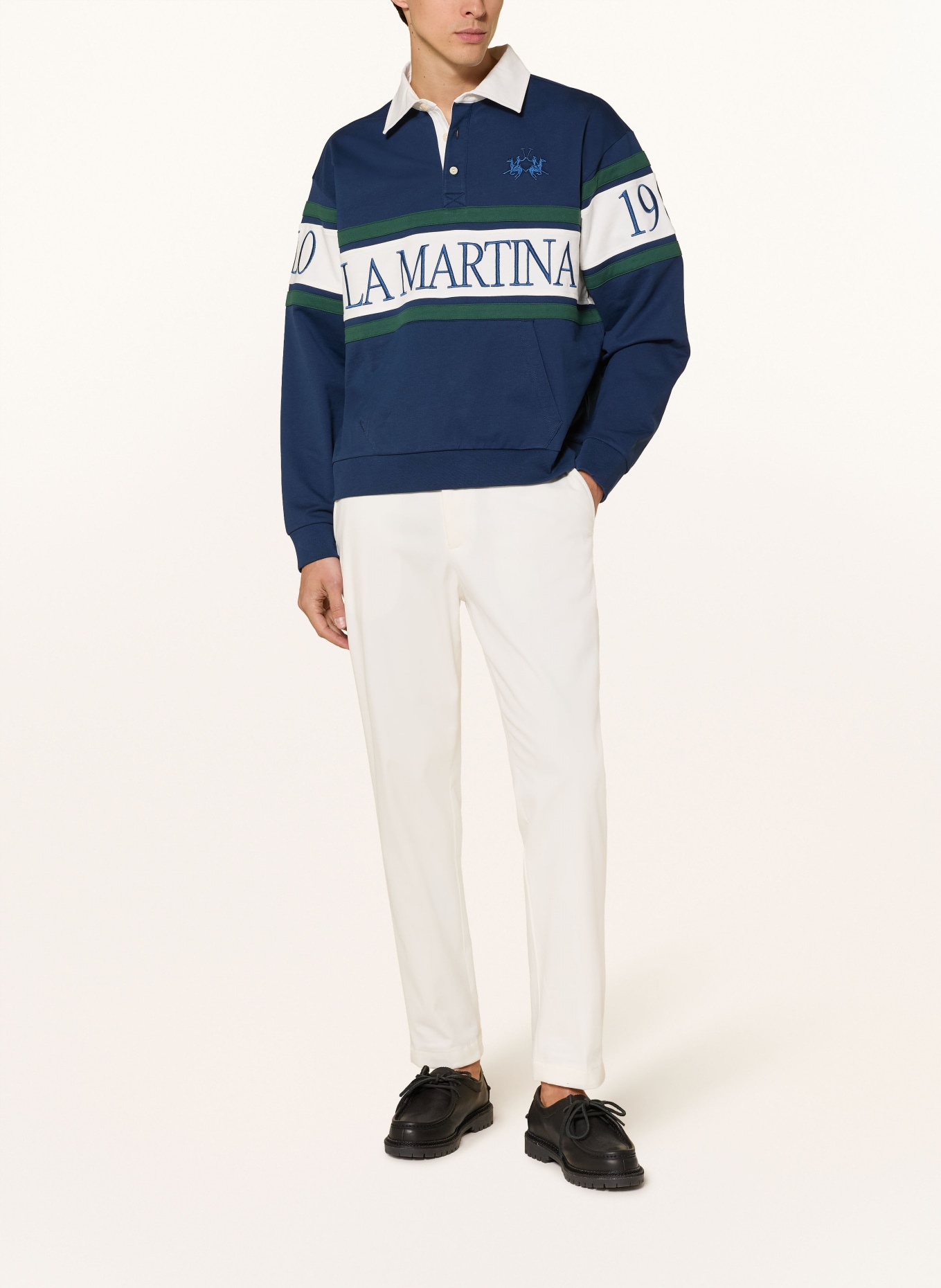 LA MARTINA rugbyové tričko: TMAVĚ MODRÁ / BÍLÁ