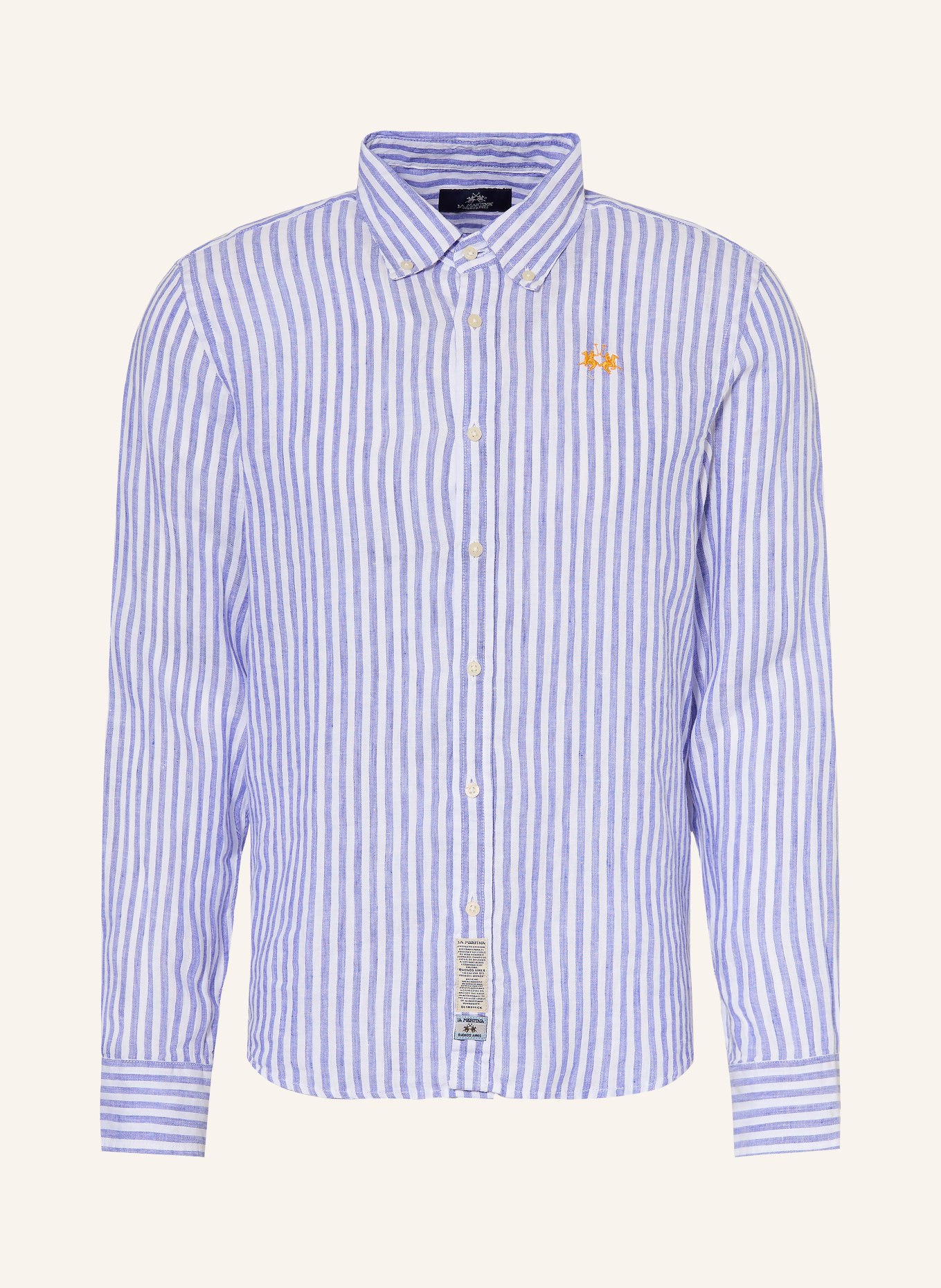 LA MARTINA Leinenhemd Regular Fit: BLAU / WEISS