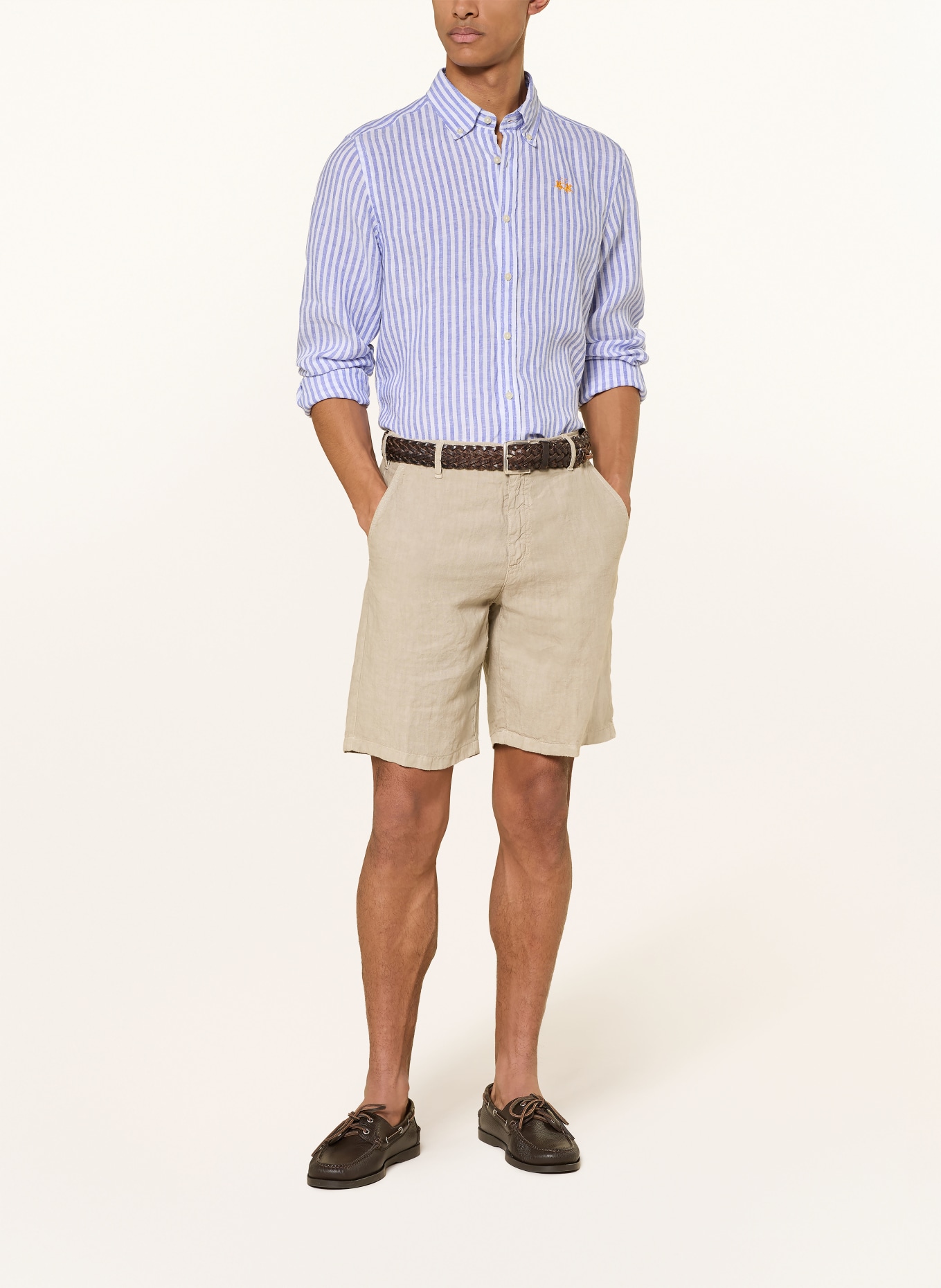 LA MARTINA Leinenhemd Regular Fit: BLAU / WEISS