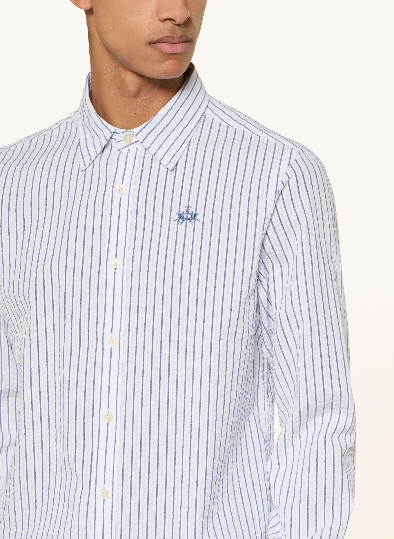 LA MARTINA Hemd Regular Fit: DUNKELBLAU / WEISS