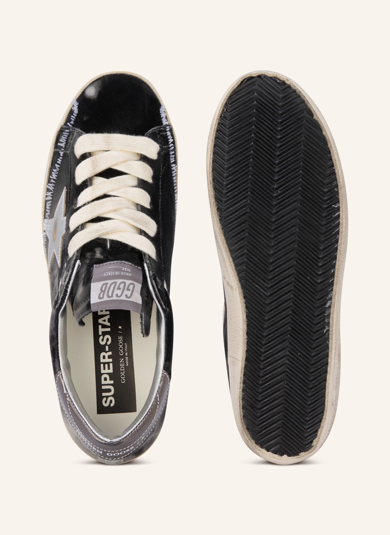 GOLDEN GOOSE Sneaker SUPER-STAR: SCHWARZ / SILBER / WEISS