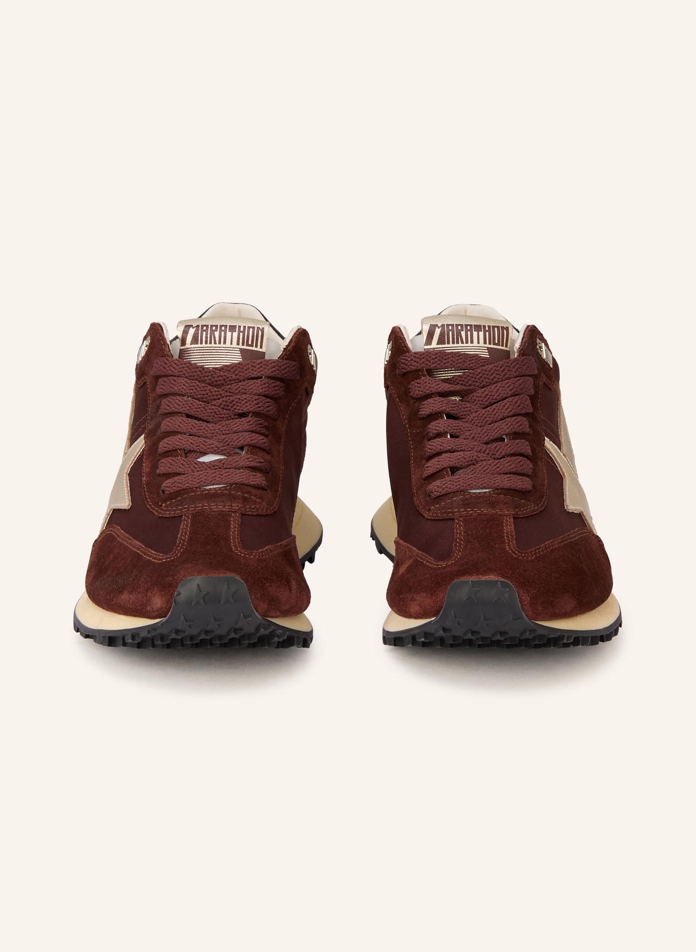 GOLDEN GOOSE Sneaker RUNNING MARATHON: DUNKELBRAUN / SILBER / SCHWARZ