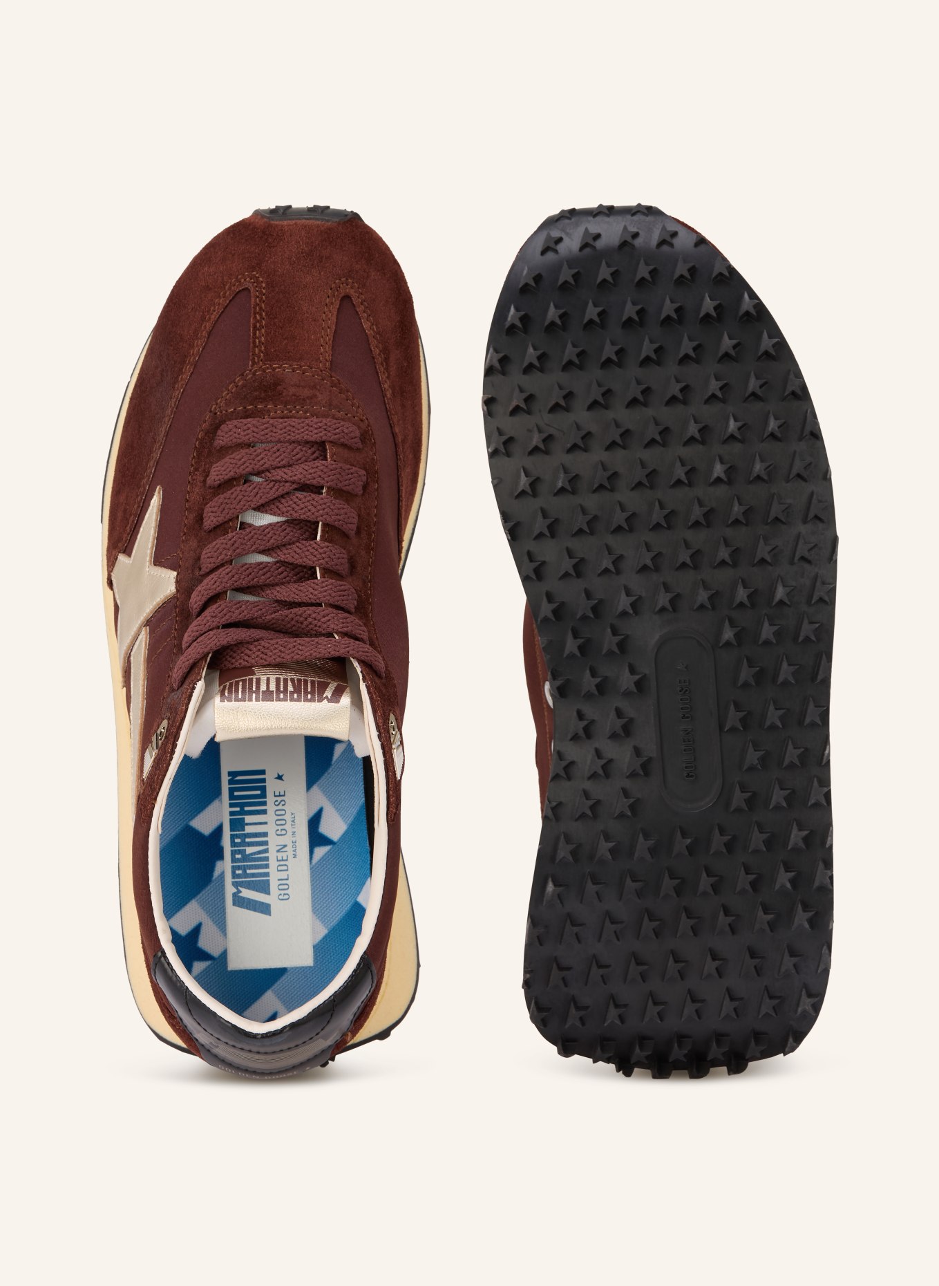 GOLDEN GOOSE Sneaker RUNNING MARATHON: DUNKELBRAUN / SILBER / SCHWARZ
