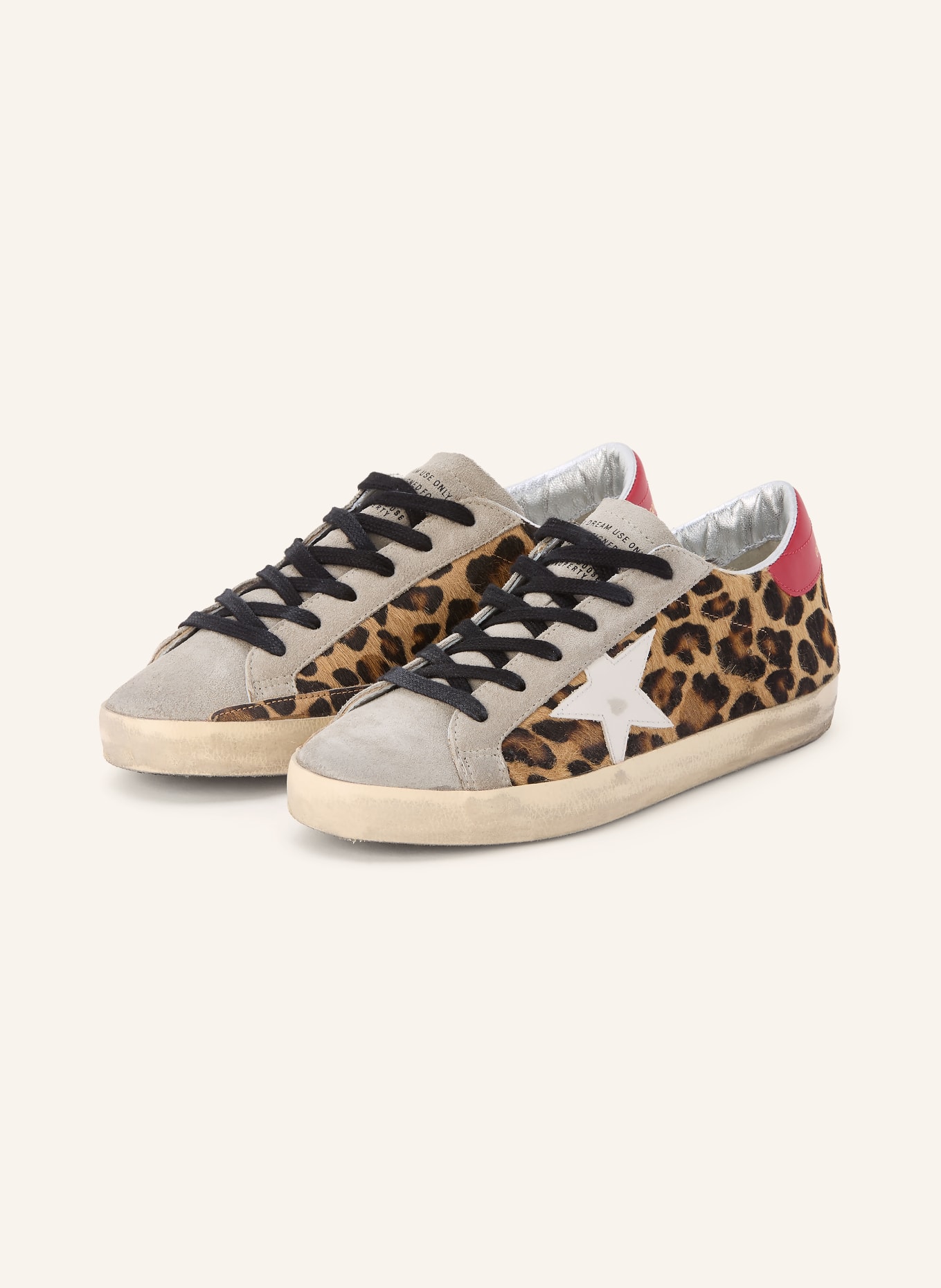 GOLDEN GOOSE Sneaker SUPER-STAR: GRAU / CAMEL / DUNKELROT