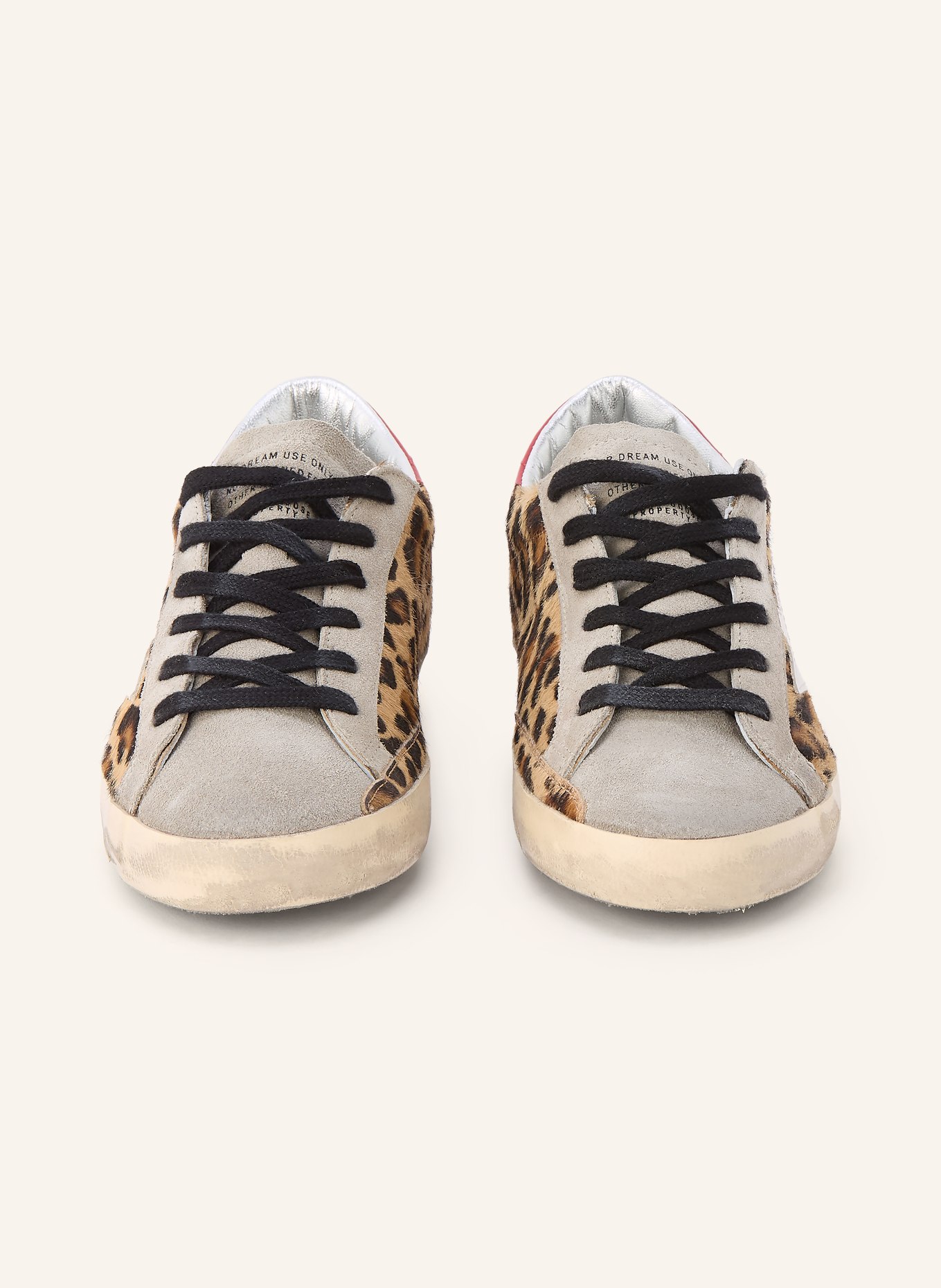 GOLDEN GOOSE Sneaker SUPER-STAR: GRAU / CAMEL / DUNKELROT