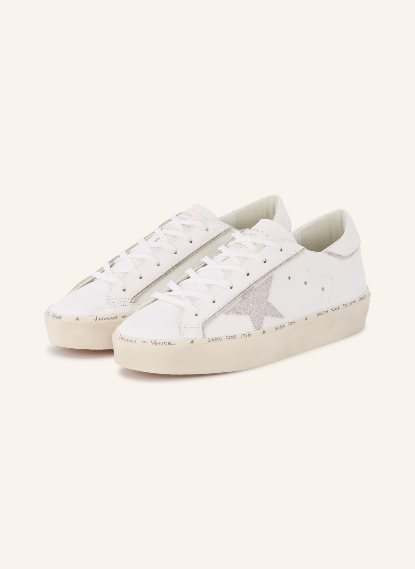 GOLDEN GOOSE Sneaker HI STAR: WEISS / SILBER