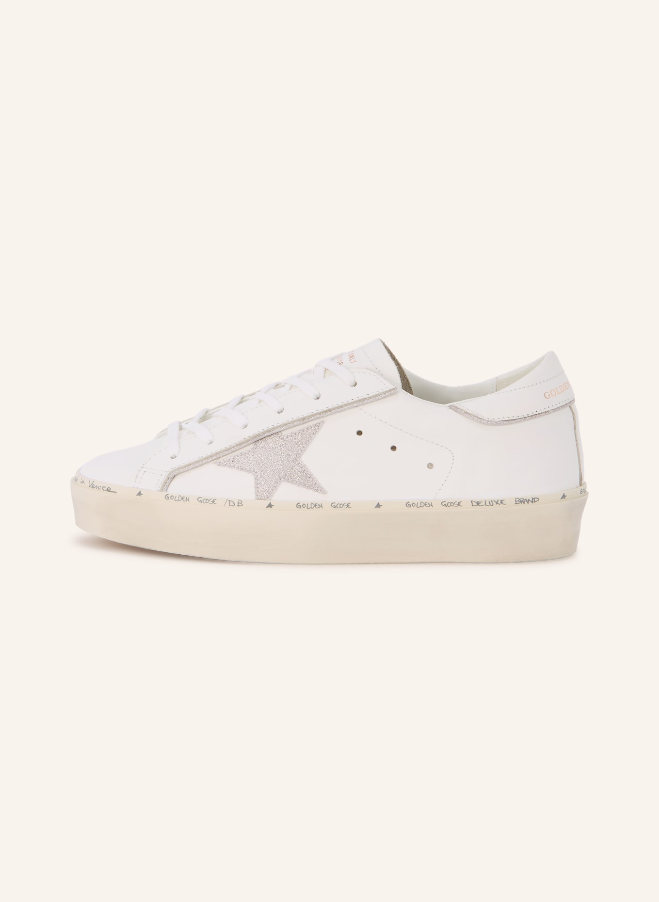GOLDEN GOOSE Sneaker HI STAR: WEISS / SILBER