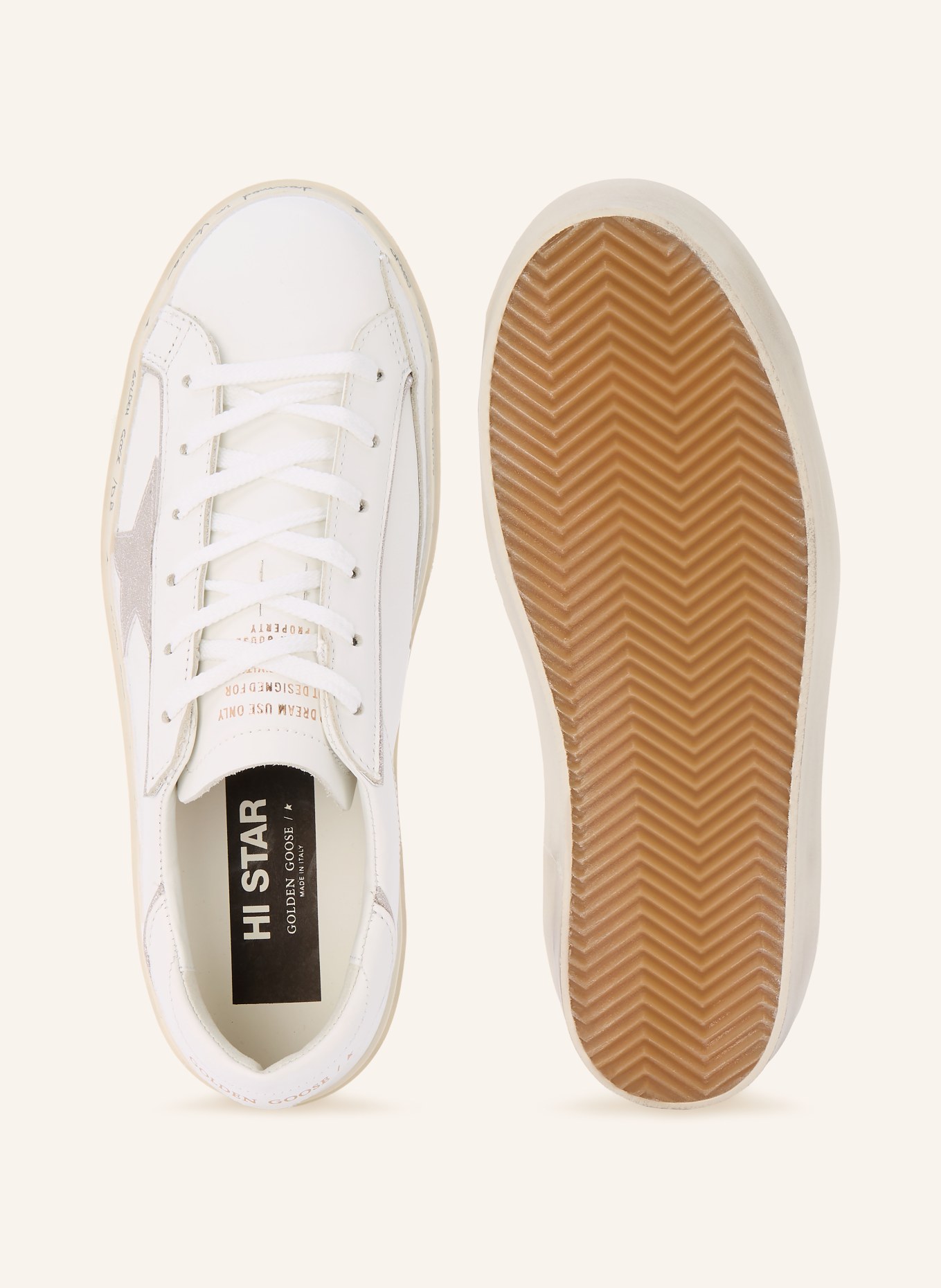 GOLDEN GOOSE Sneaker HI STAR: WEISS / SILBER