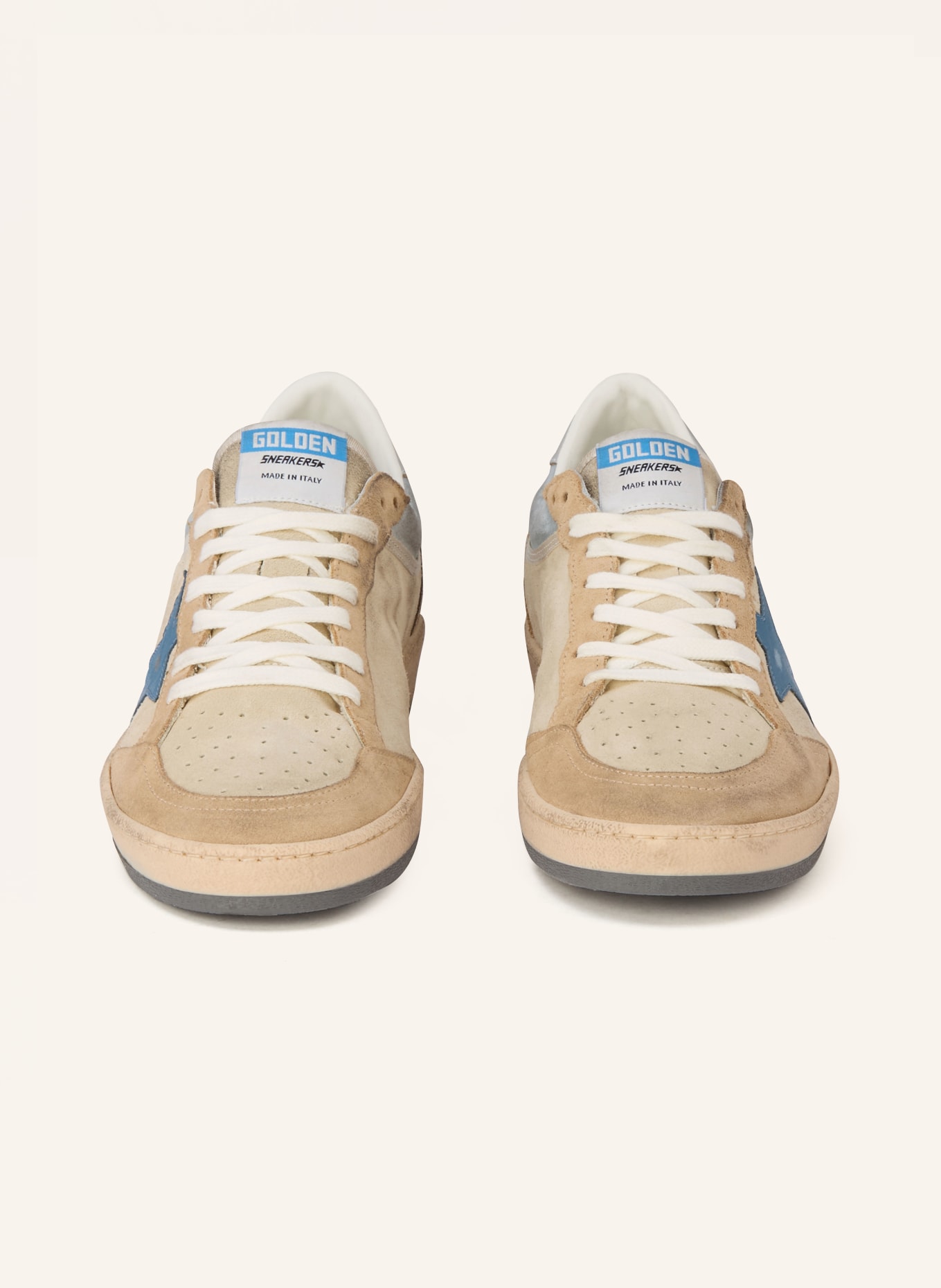 GOLDEN GOOSE Sneaker BALL STAR: GRAU / TAUPE / HELLBLAU